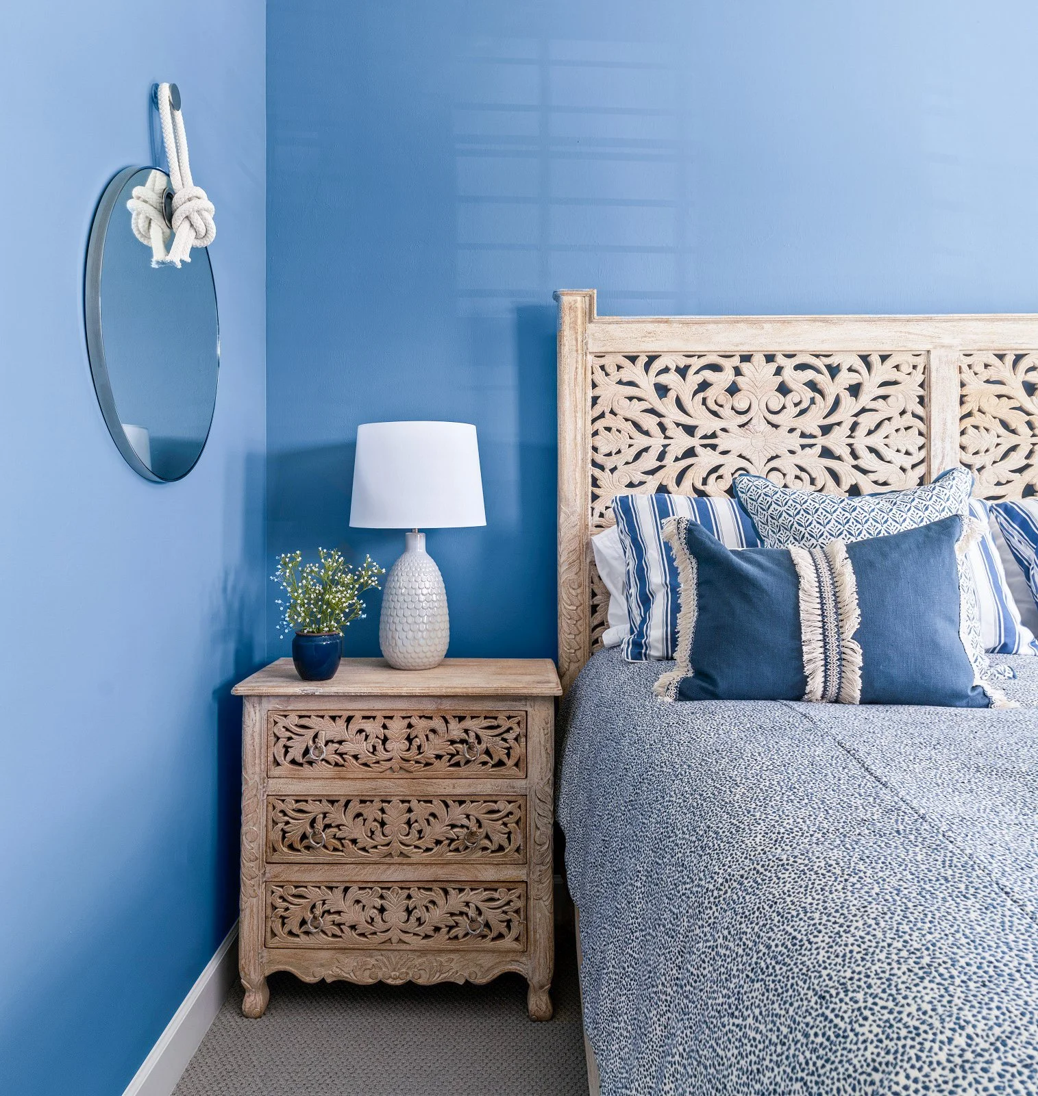 Sandra Asdourian Interiors Blue and White Bedroom Lamp Naples FL.jpg
