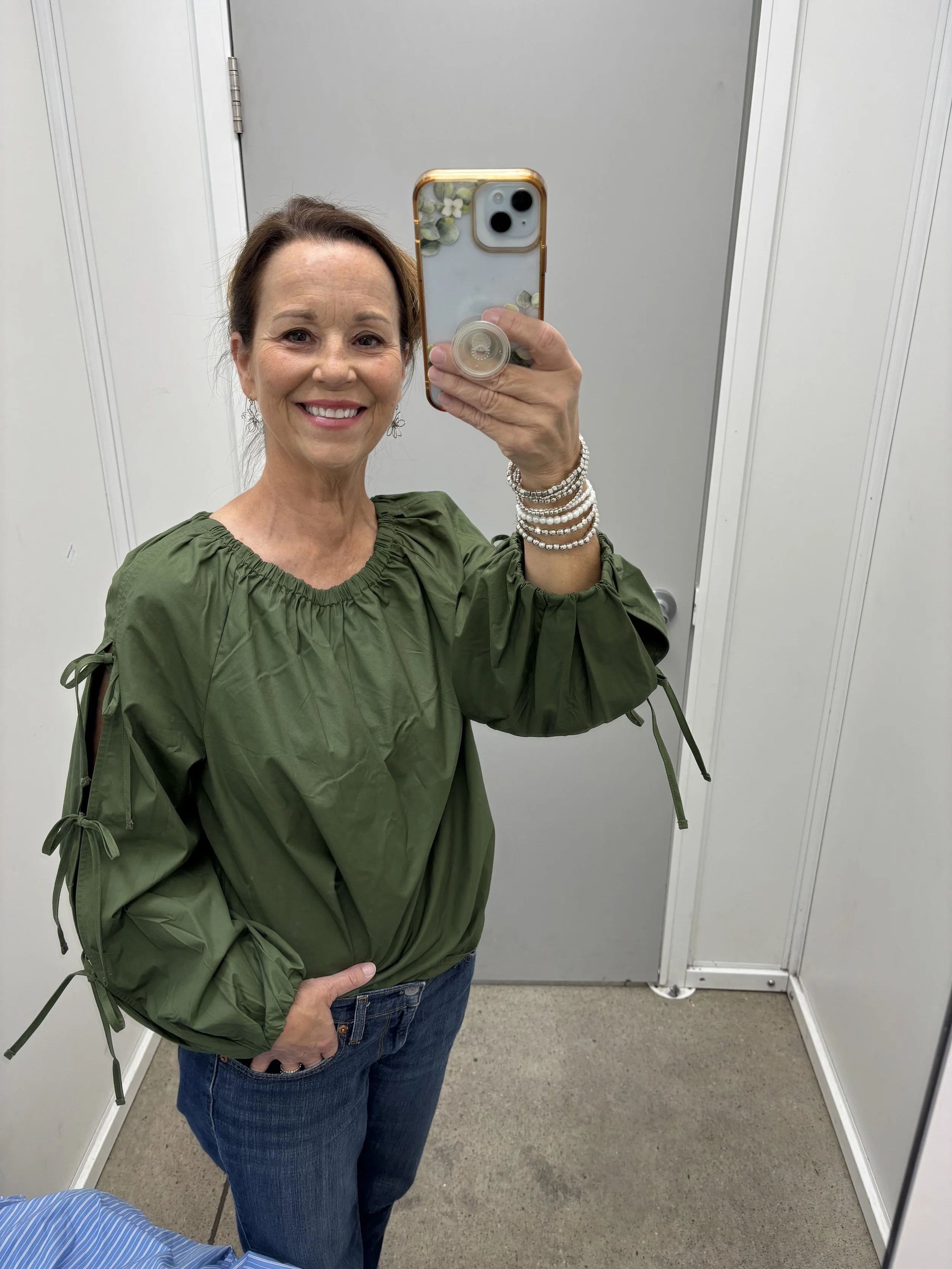Green Blouse with Ties