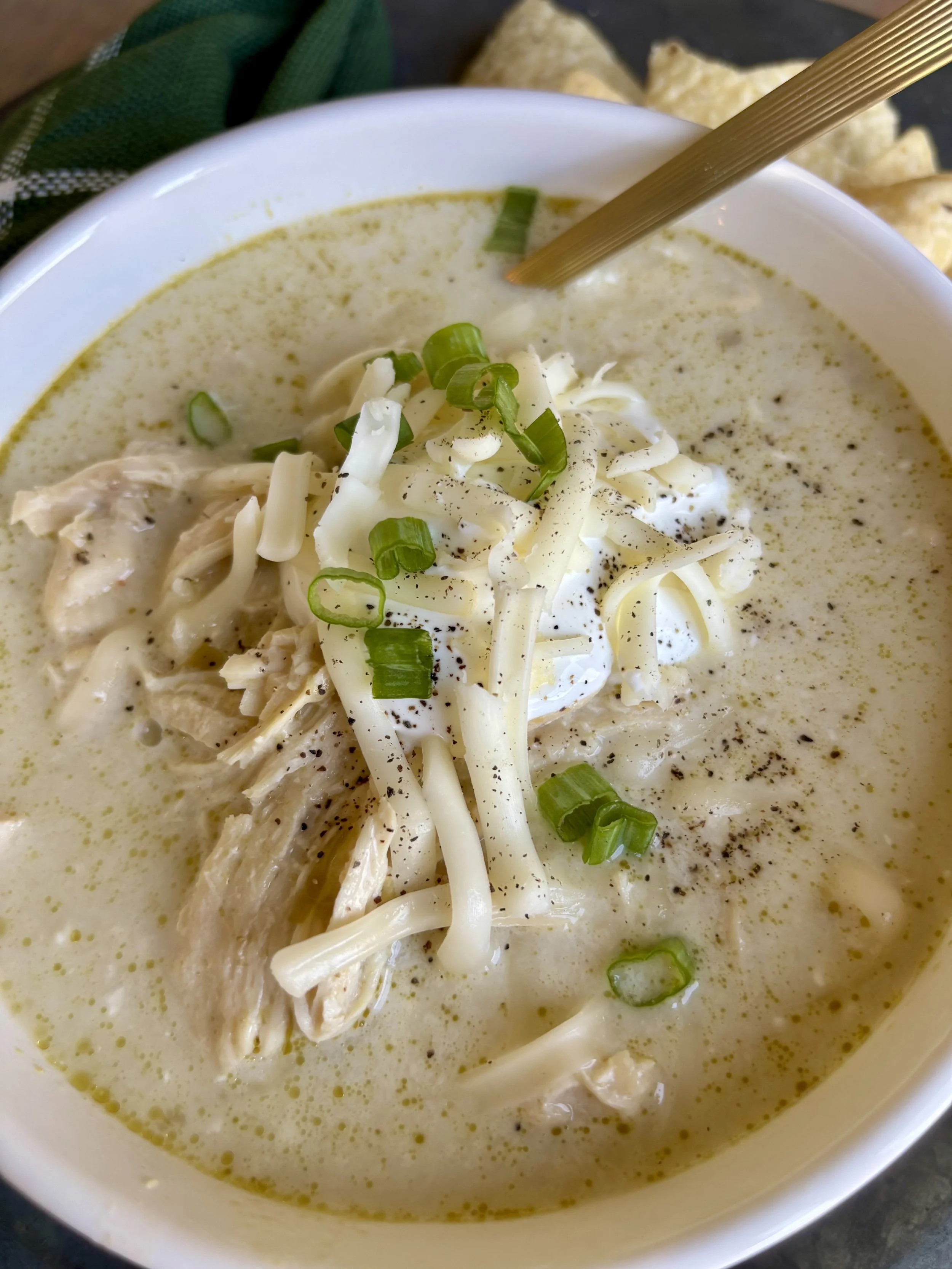 Salsa Verde Chicken Enchilada Soup