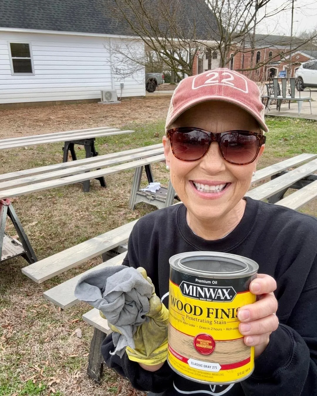 Isn&rsquo;t it funny how a simple project can take you back?

Staining boards for the feature wall in D&rsquo;s workshop office today had me reminiscing about our renovation days &mdash; same stain we used on our farmhouse table, barn doors, and hard