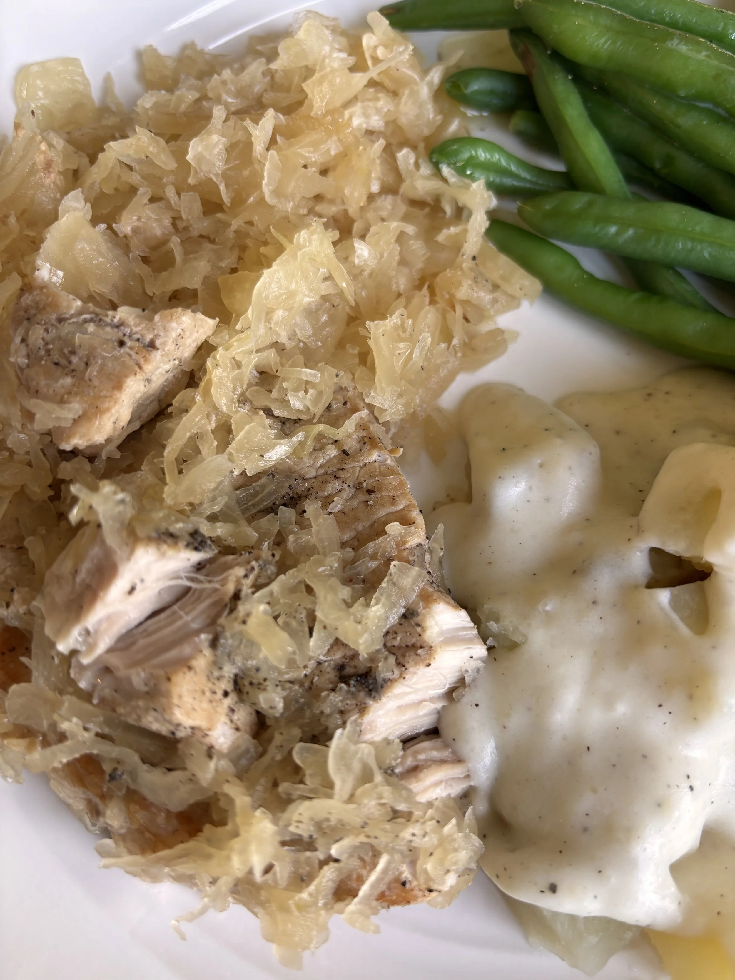 Crockpot Pork Chops &amp; Sauerkraut with Creamy White Sauce