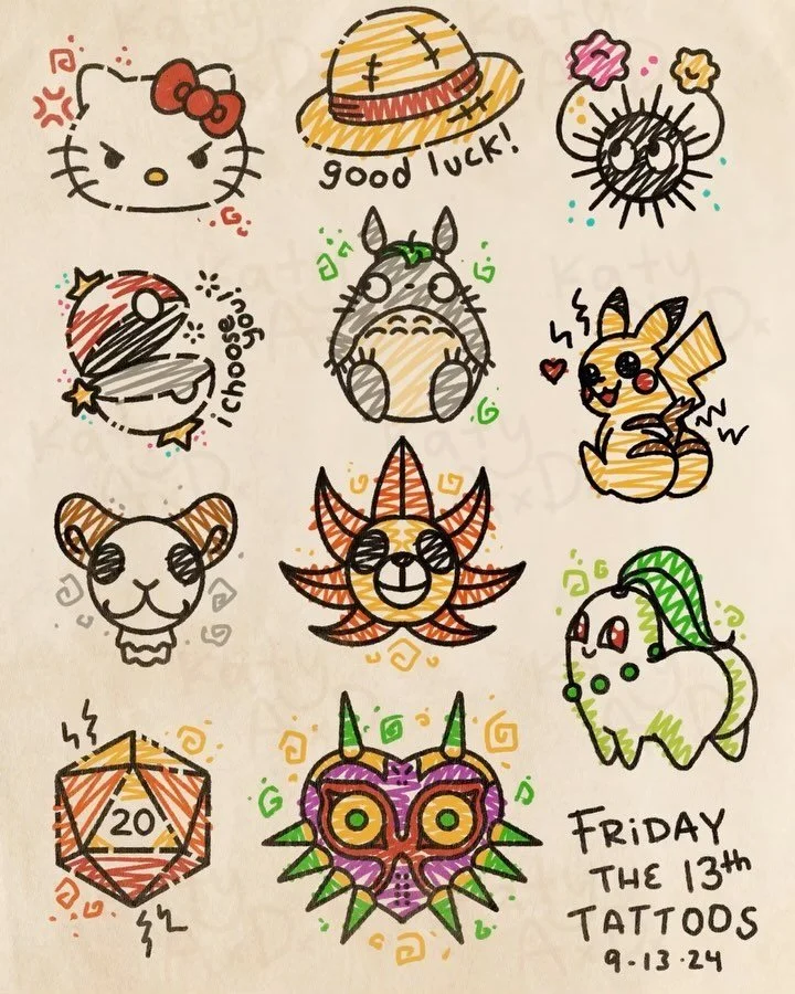 🎲 🎰 🎟️ Here they are! Some new designs you can scoop for special prices this Friday the 13th!! 🥳 

1. Angery Hello Kitty 120
2. Good Luck Luffy Hat 130
3. Soot Sprite 120
4. Poke Bhall 130
5. Totoro 130
6. PikaCheeks 130
7. Going Merry 120
8. Tho