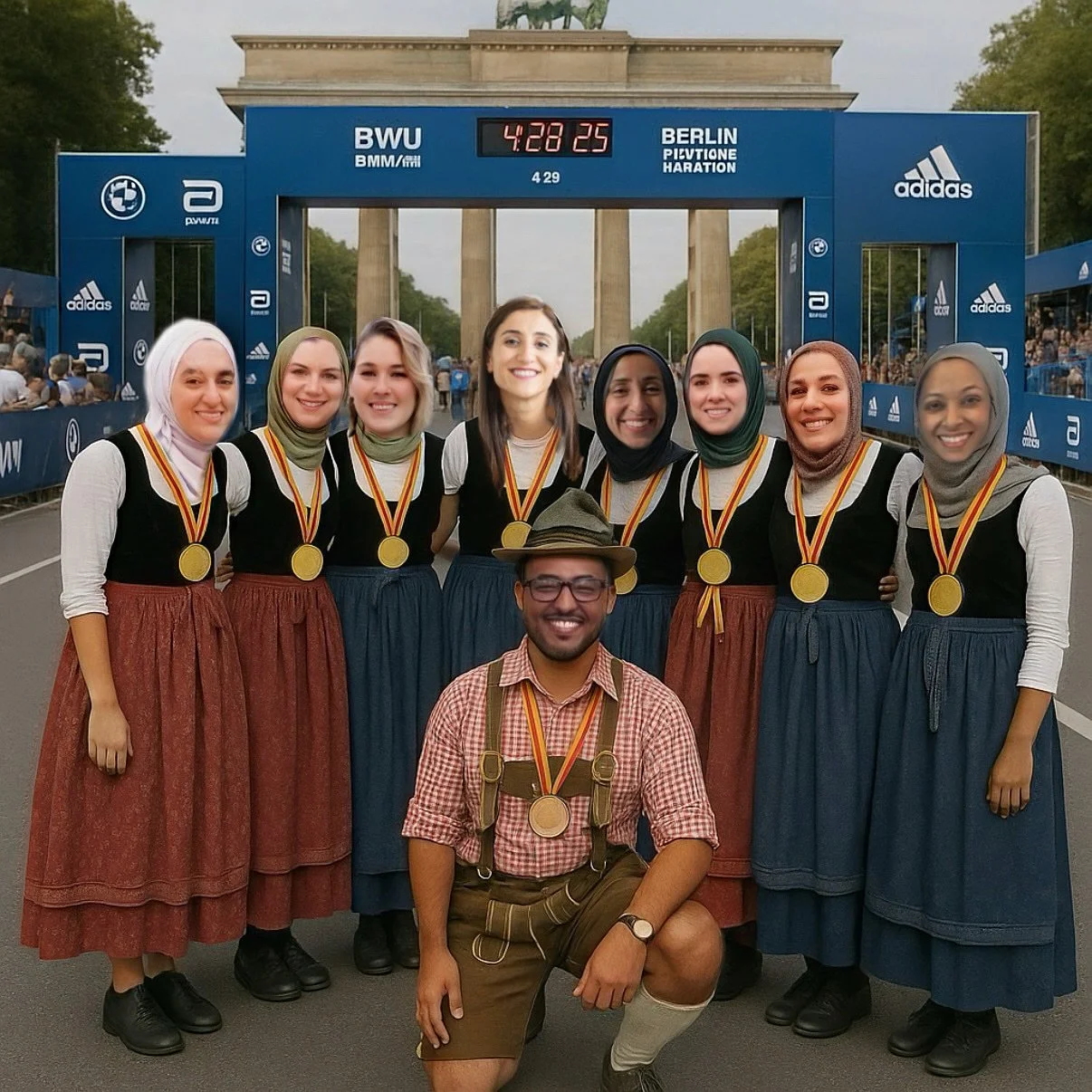 Congrats to all NINE of @rundmrc&rsquo;s BERLIN MARATHON FINISHERS! @berlinmarathon has never had a better looking crew on their finish line! 

Since we couldn&rsquo;t be there at your Berlin Finish line we decided we&rsquo;d recreate what we imagine