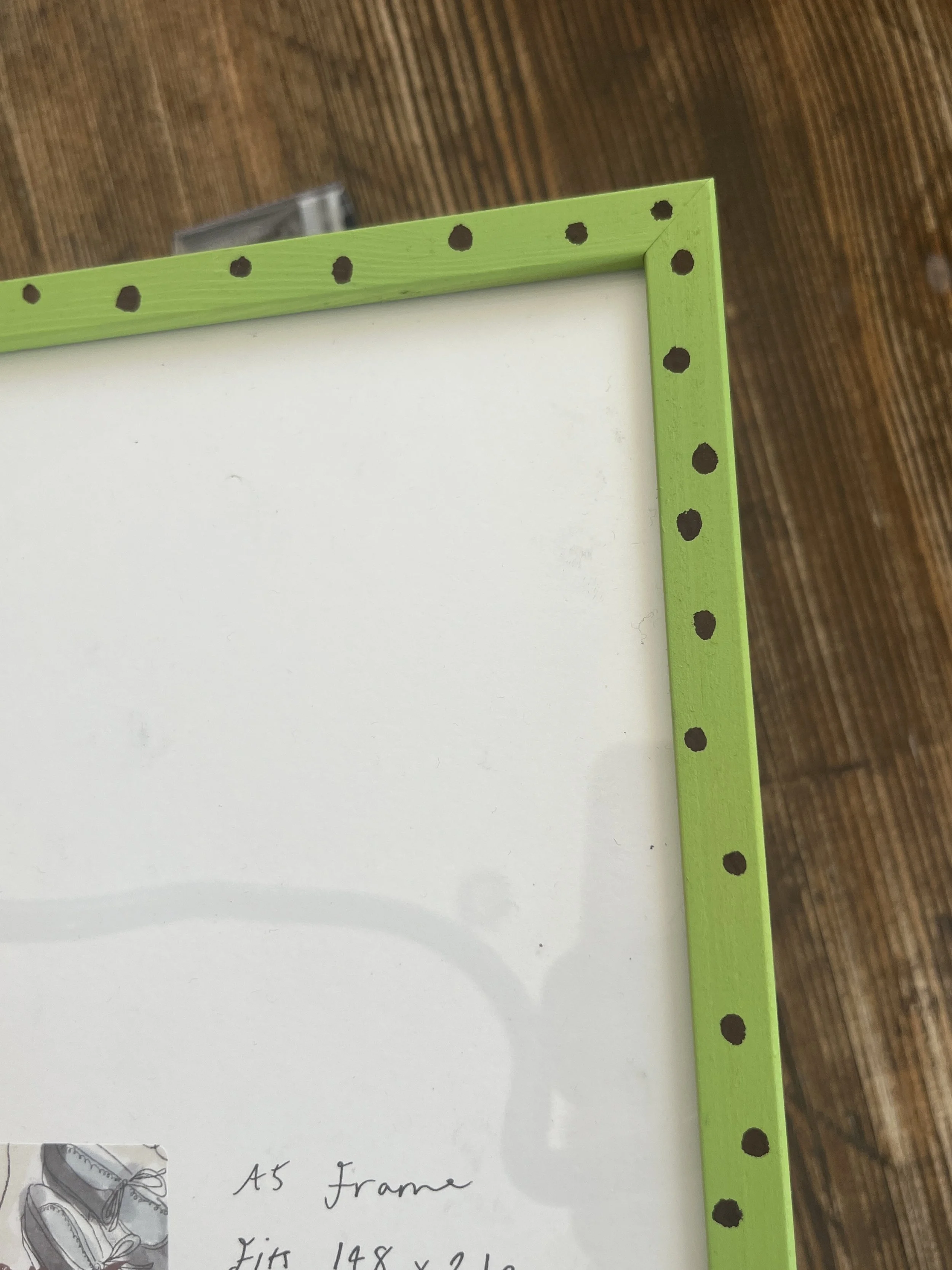 Close up green polka dot frame