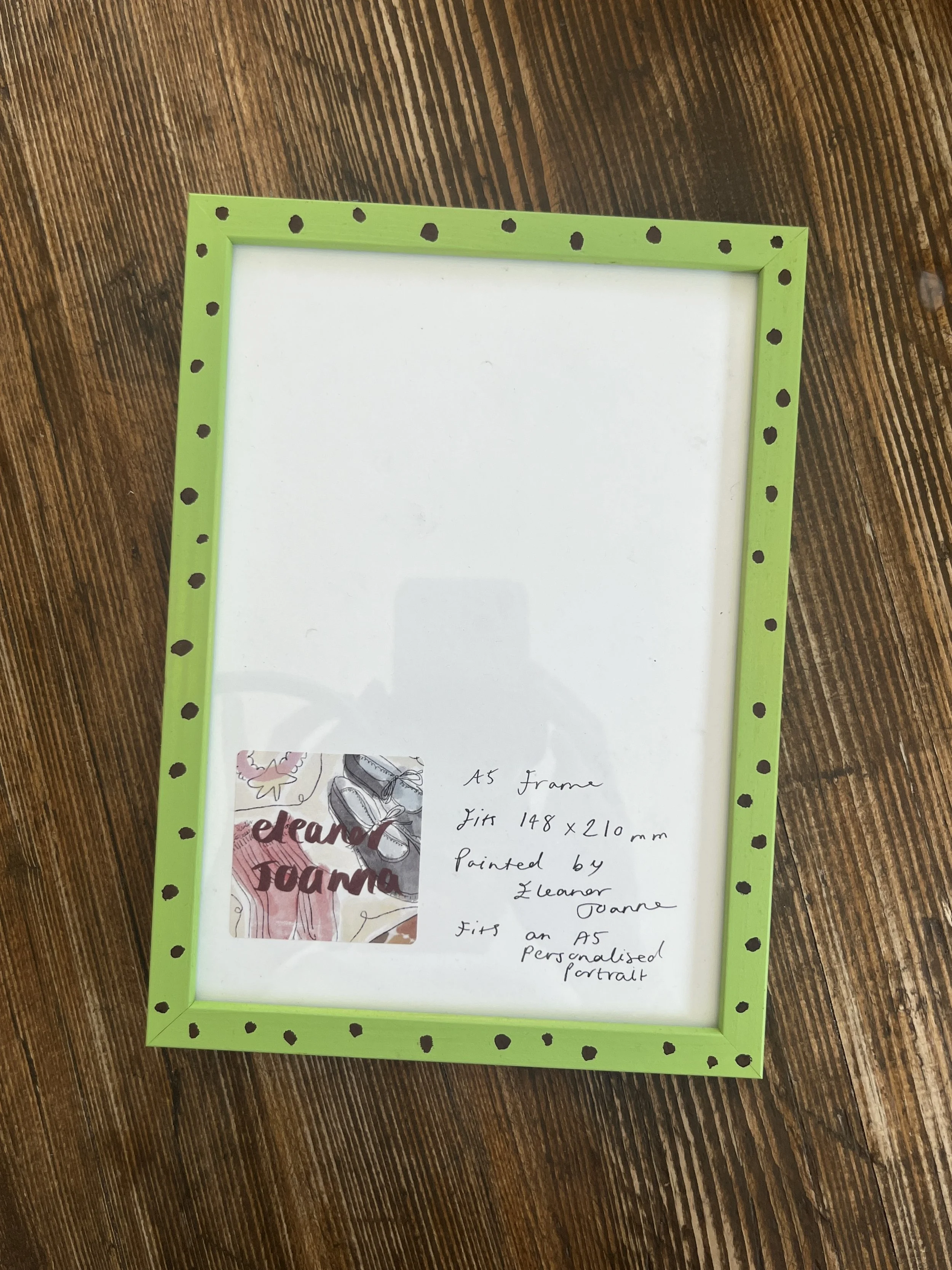 Green polka dot hand painted frame