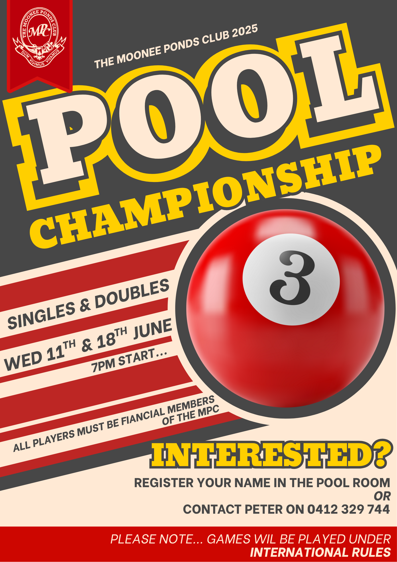The Moonee Ponds Pool Championship!!