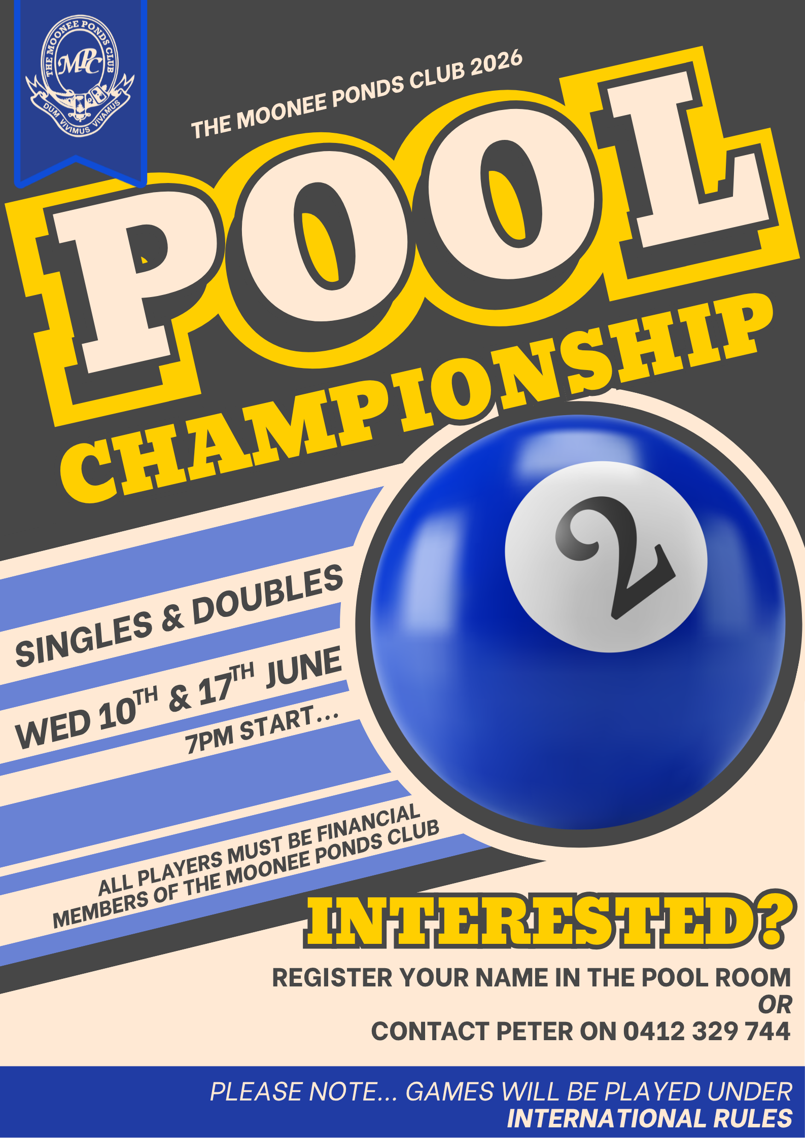 The Moonee Ponds Pool Championship!!