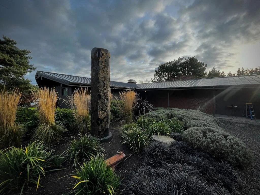 Sun + Moon. basalt. 2021 11' tall. 