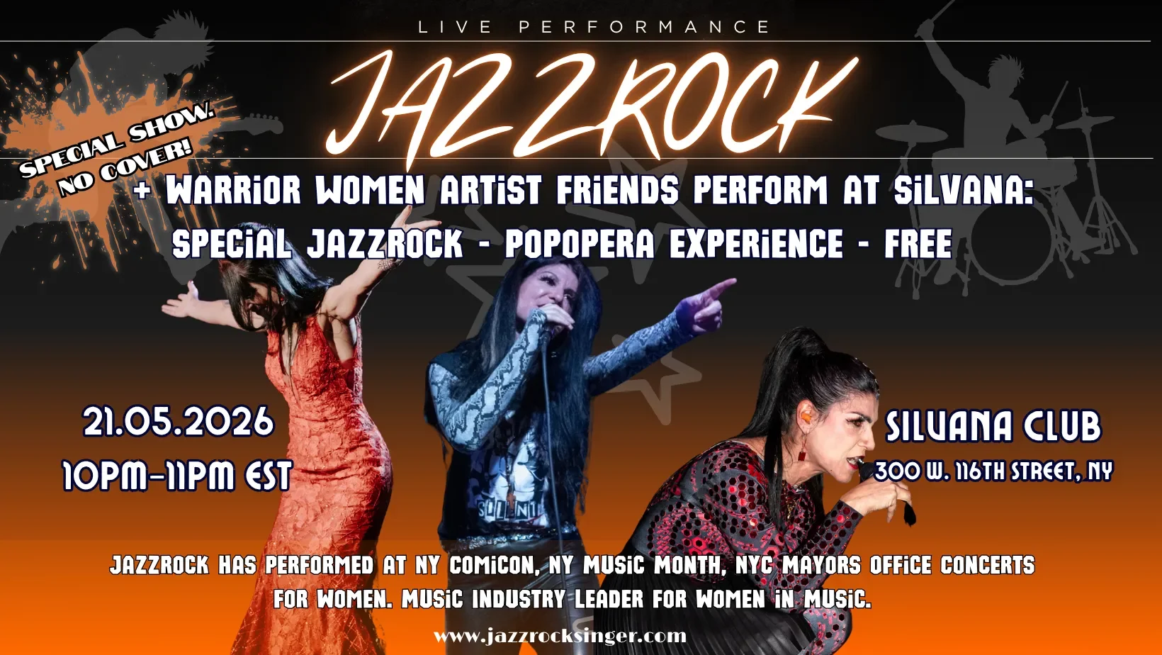 JazzRock + Warrior Women Artist Friends Perform at Silvana: Special JazzRock - PopOpera Experience - FREE