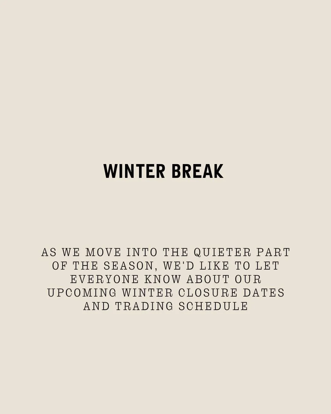 Trulli Winter Closure Dates