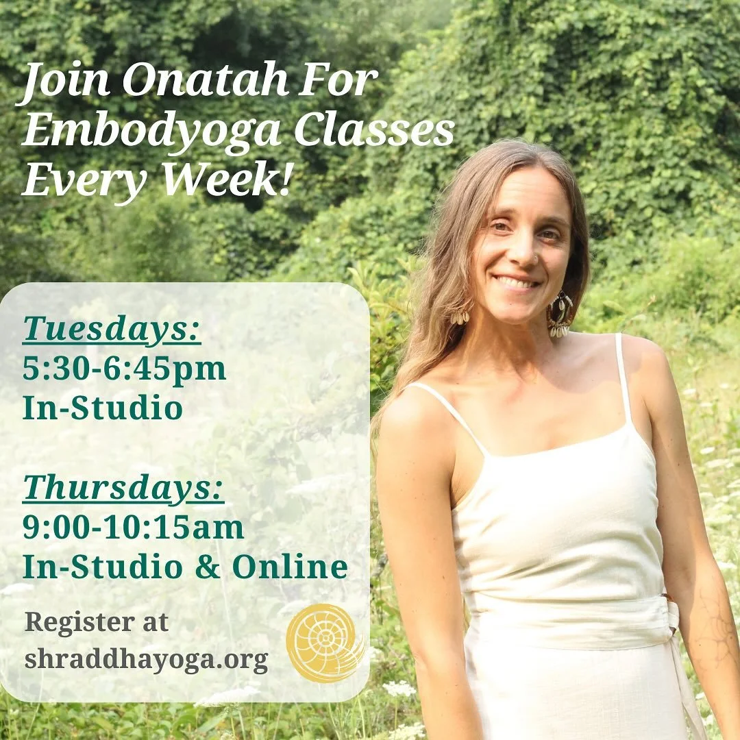 You can enjoy a deep, insightful and fulfilling Embodyoga class with @onatahlove every Tuesday 5:30pm and Thursday 9:00am
Onatah is an RYT-500 and certified Embodyoga® Teacher, Shiatsu practitioner, musician and healer. She has been teaching Yog