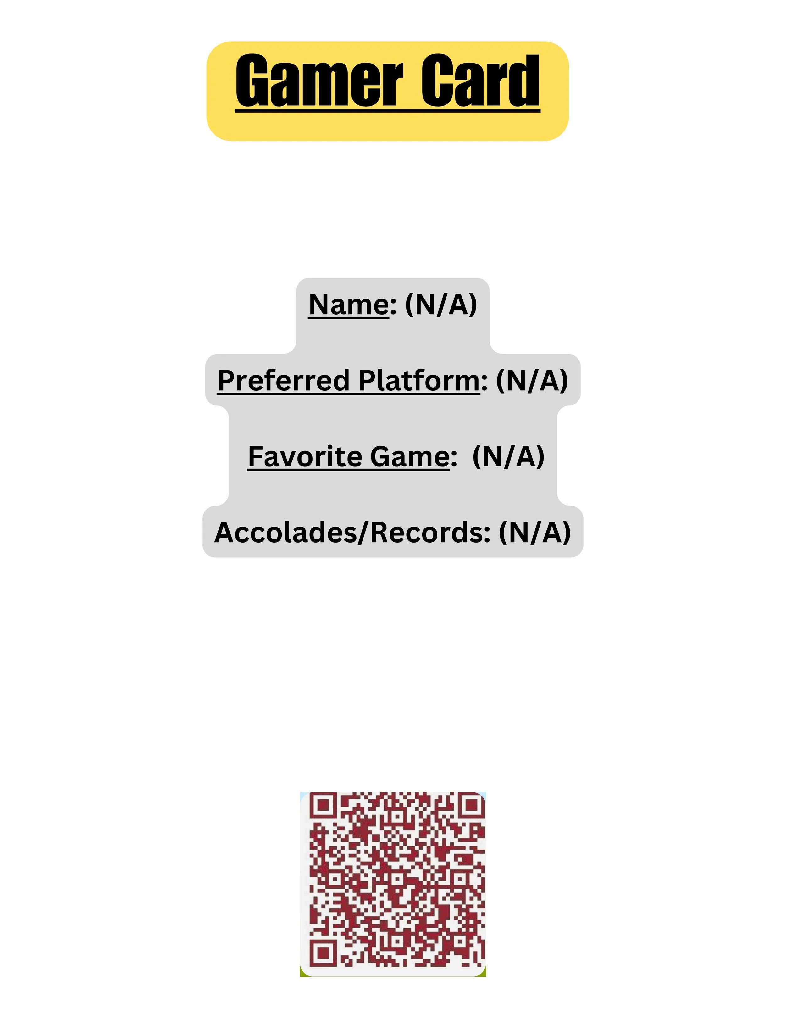 Video Game Card Template — Bmvgma Entertainment