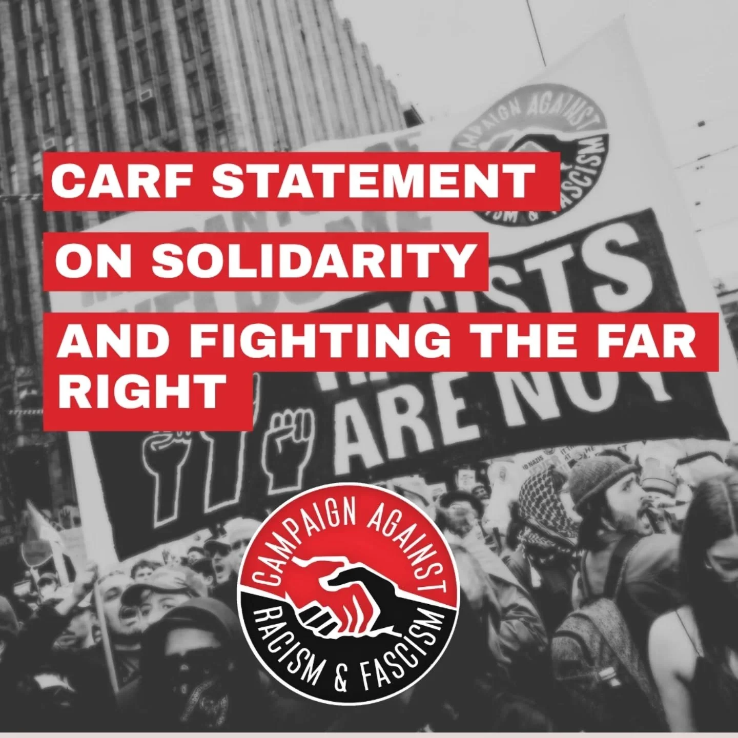 CARF statement on solidarity and fighting the far right:
In the last few months Australia has seen a substantial escalation in far right and fascist activity. 
The March for Australia on August 31 saw tens of thousands of far right thugs mobilise o