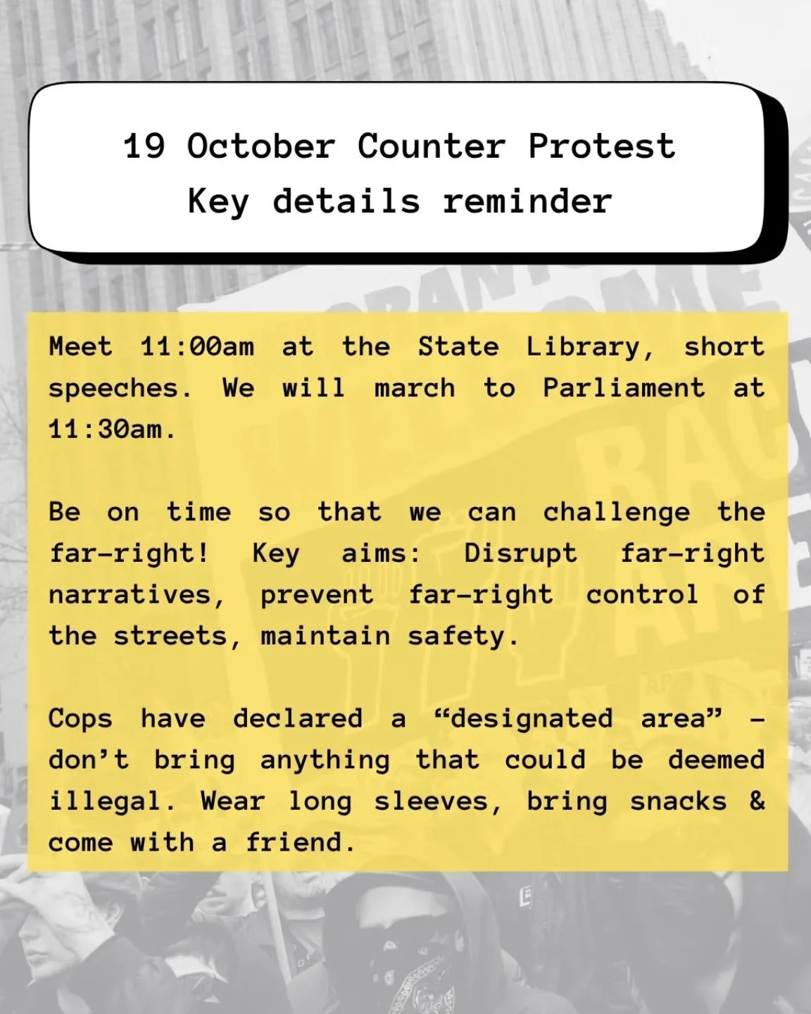 Important information for the counter-demonstration tomorrow