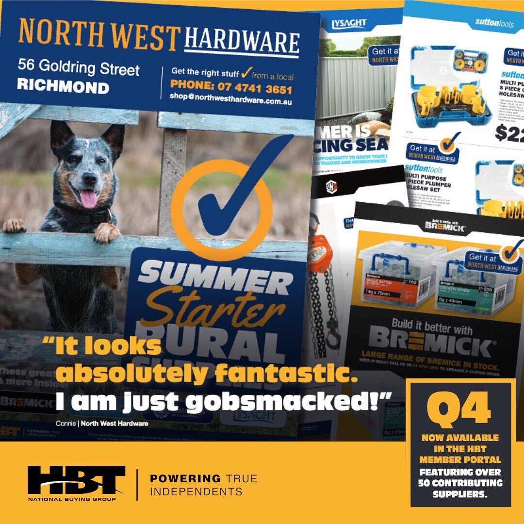 Members of HBT gain access to several marketing assets to assist them with driving sales in their store. Our BYO (Build Your Own) Catalogue Program, helps Members create targeted promotional campaigns whilst minimising production costs.

Our expansiv