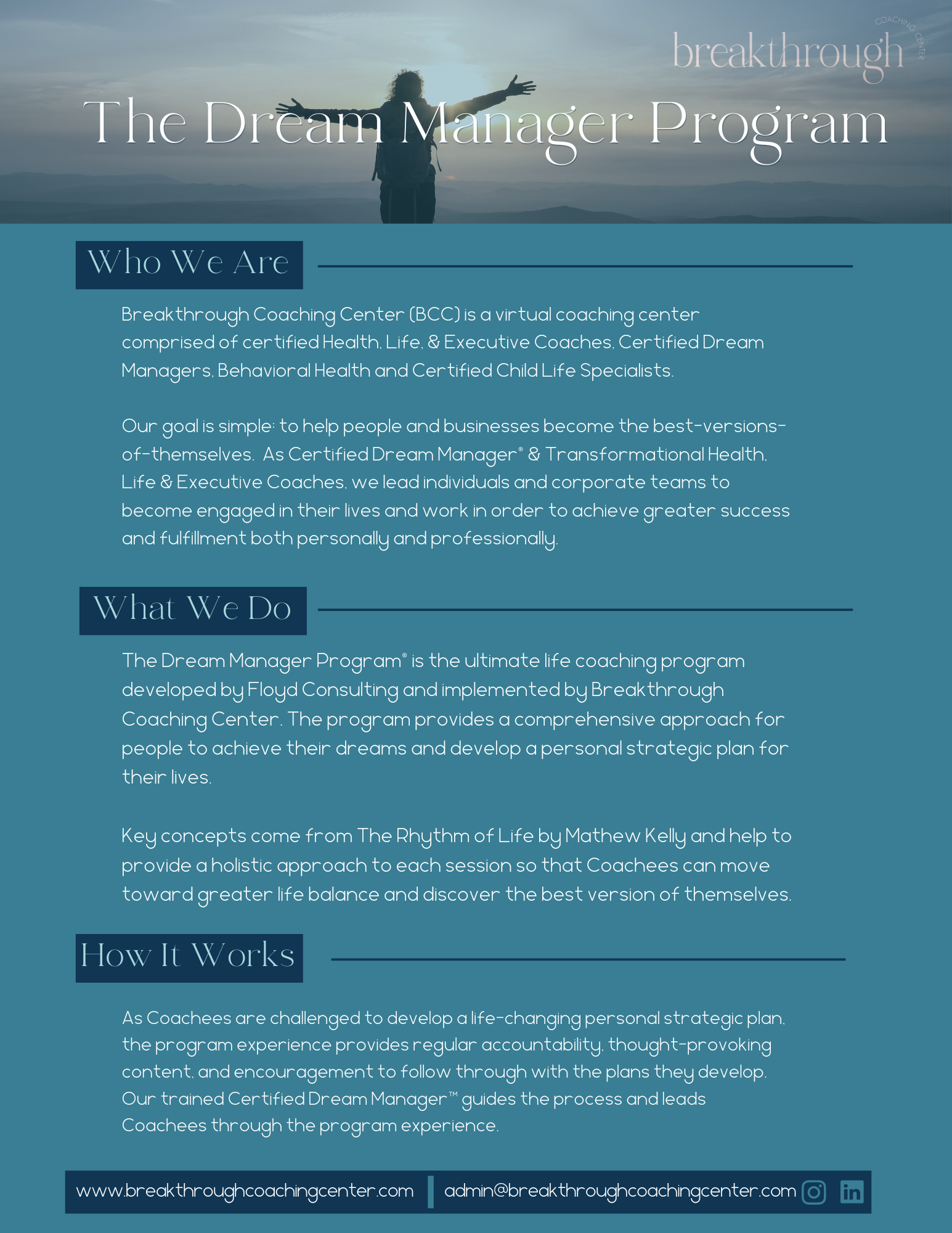 Dream Program Dream Manager Program — Breakthrough Coaching Center