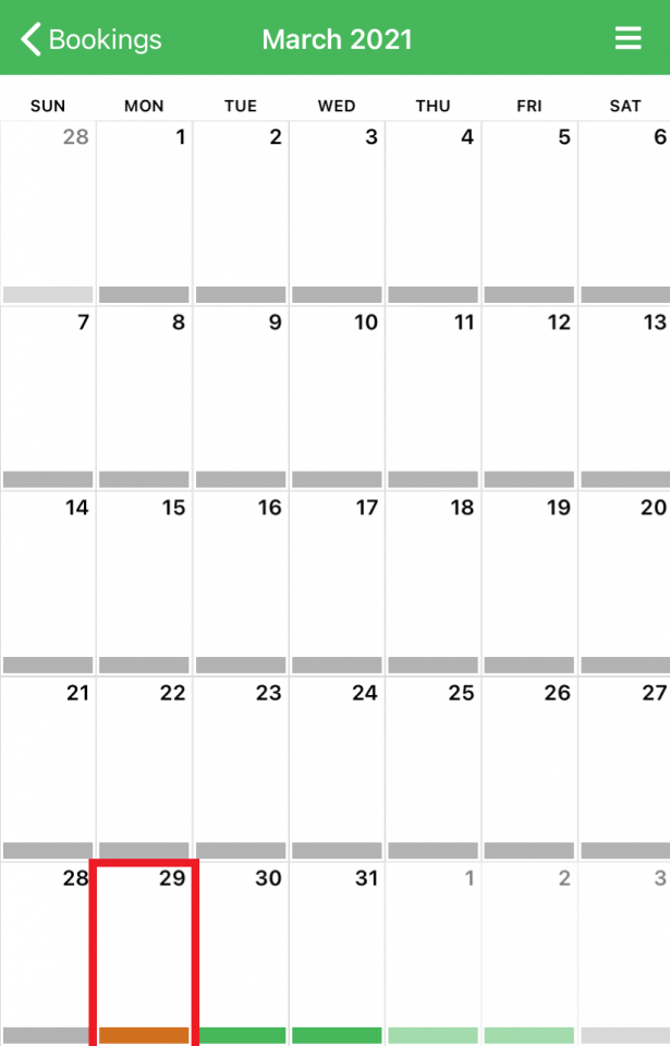 My Family Lounge calendar showing the selected day marked absent