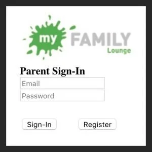 My Family Lounge parent sign-in screen