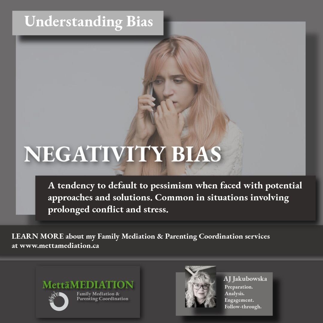 Bias is a part of our everyday lives, whether we are prepared to admit it or not. We are ALL subject to bias - sometimes, it is so subtle, it is barely perceptible to us and yet, it IS present. Negativity bias is often present in situations involving