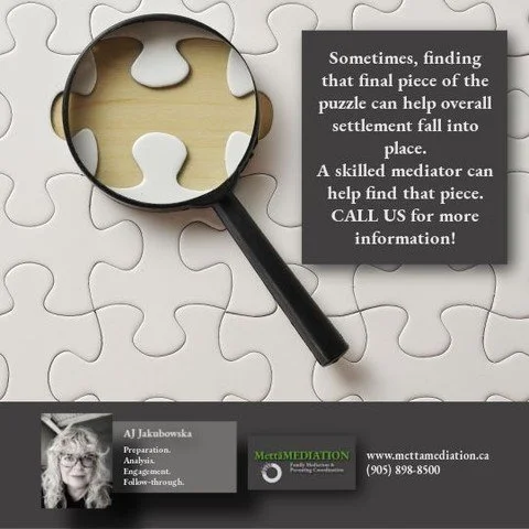 When that final piece of the puzzle falls into place........that can mean a new chapter for the parties and, importantly, the kids!

#mettamediation #familymediation #resolution