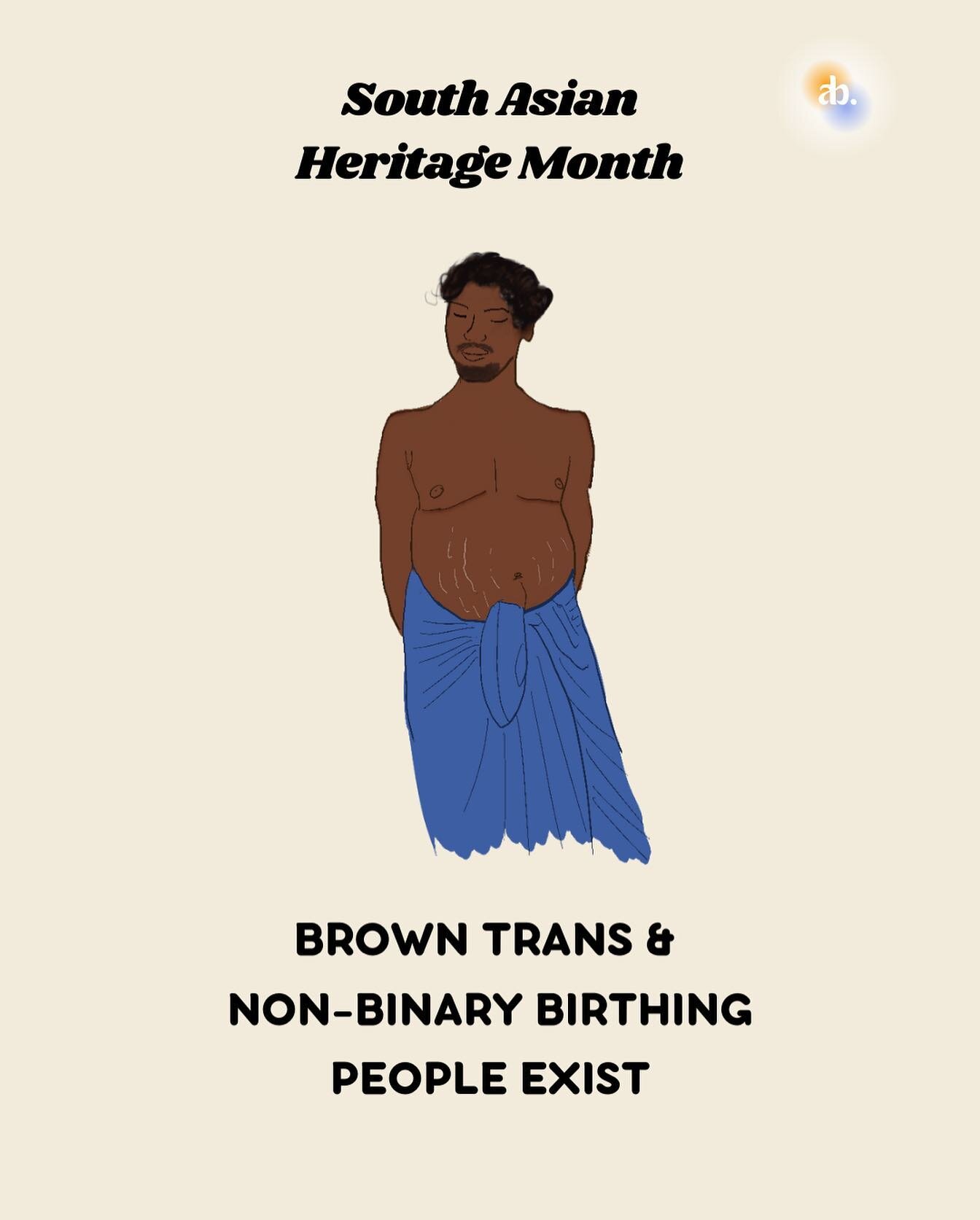 Brown trans and non-binary birthing people exist and always have existed.

We need to really think about our language and make sure that we represent everyone when we talk about who deserves affirming perinatal care.

[ID: Brown trans pregnant person
