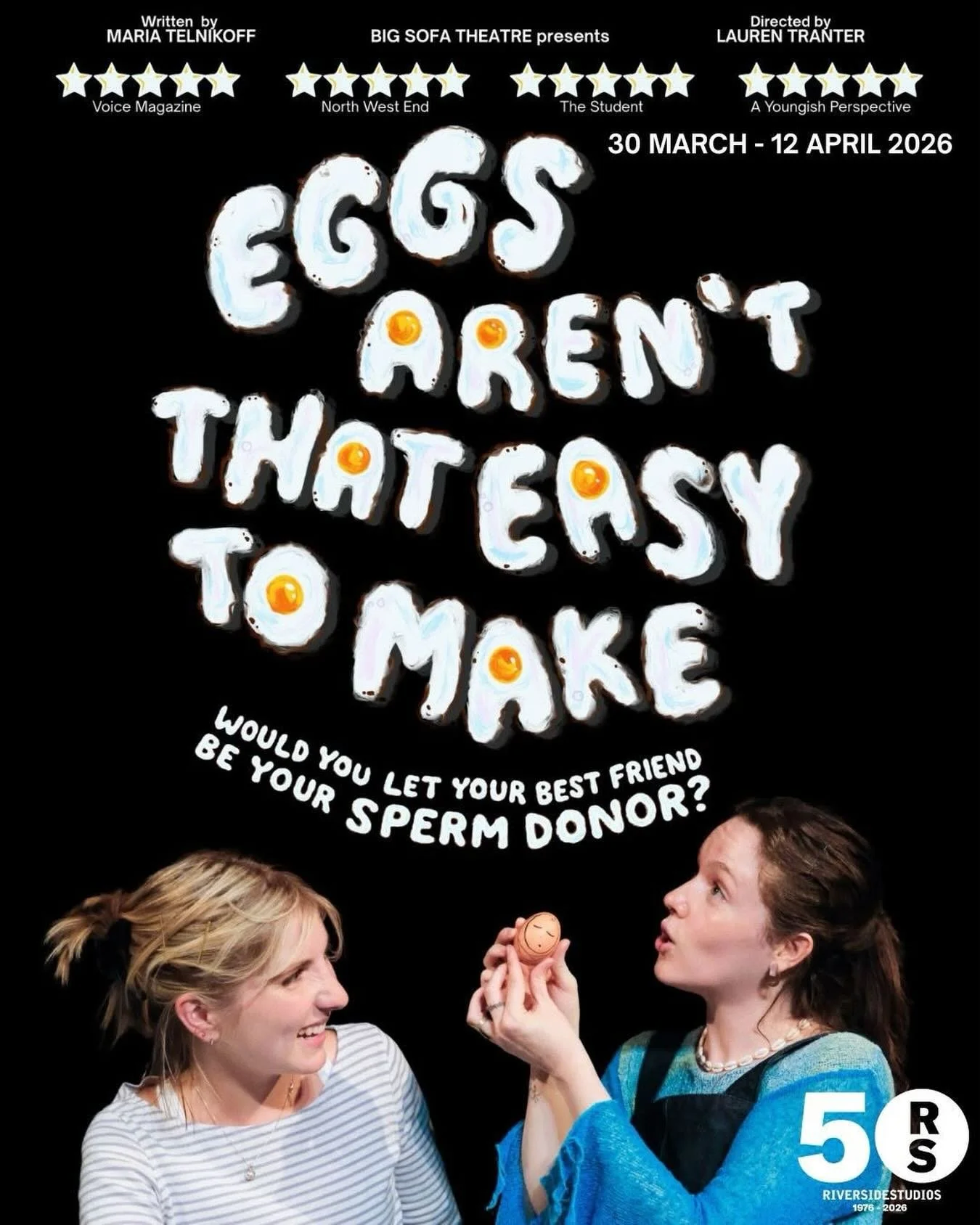 🥚 EGGS AREN&rsquo;T THAT EASY TO MAKE arrives at Riverside Studios this spring!

As a queer birthworker who supports queer and trans people during their journeys into parenthood, I'm very excited about this new play! Visit @bigsofa_theatre's bio to 