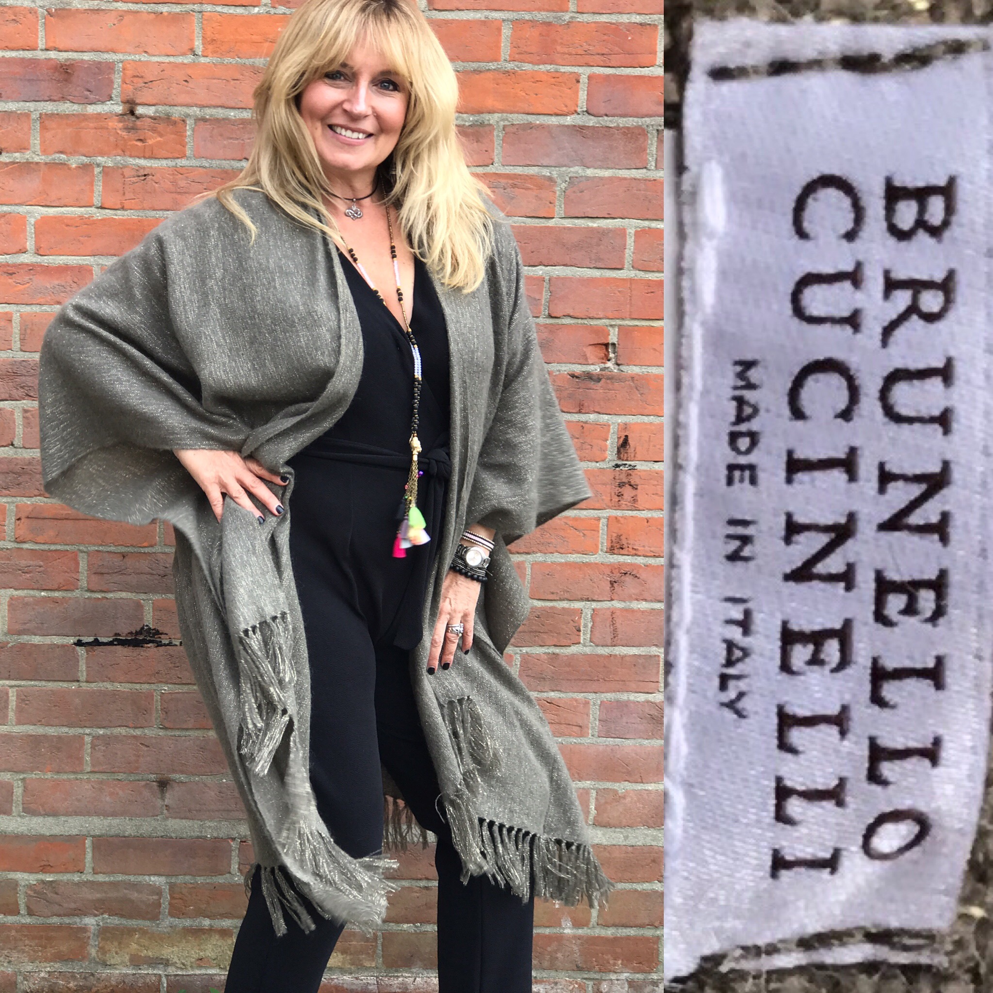 Brunello Cucinelli cape shawl taupe cashmere with slight hitter and sleeves £299.JPG