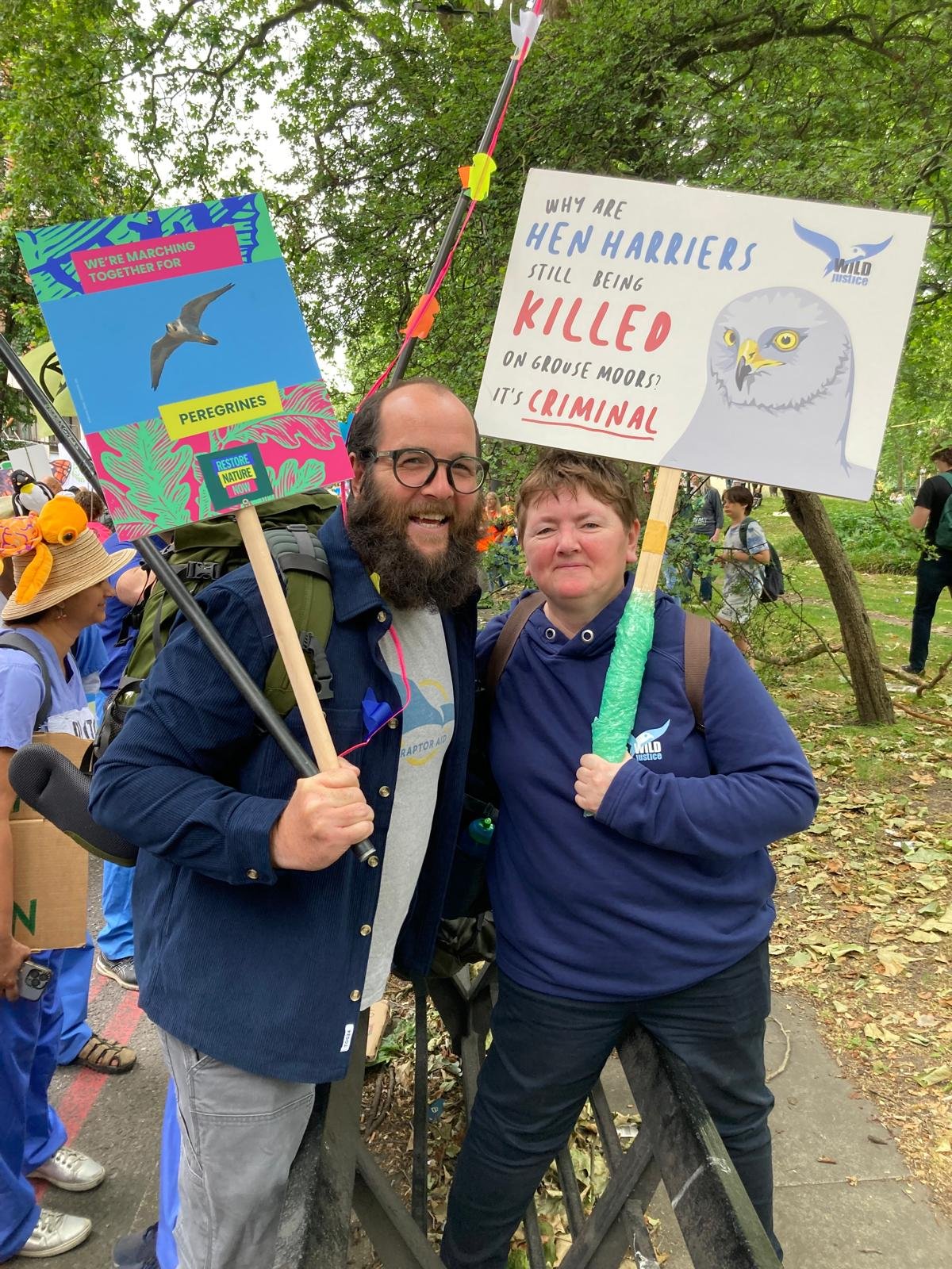 Catching up with Ruth Tingay of Wild Justice/Raptor Persecution UK at the Restore Nature March, London.