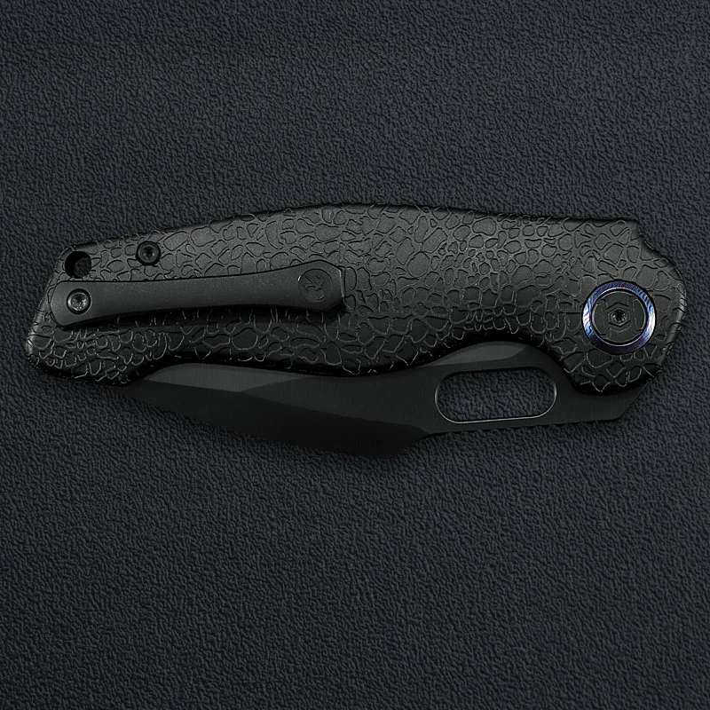 kinjo キャンバス　unique Lefty Gringo Verta Lock Honeydew Texture Full Black — KUNWU Knives