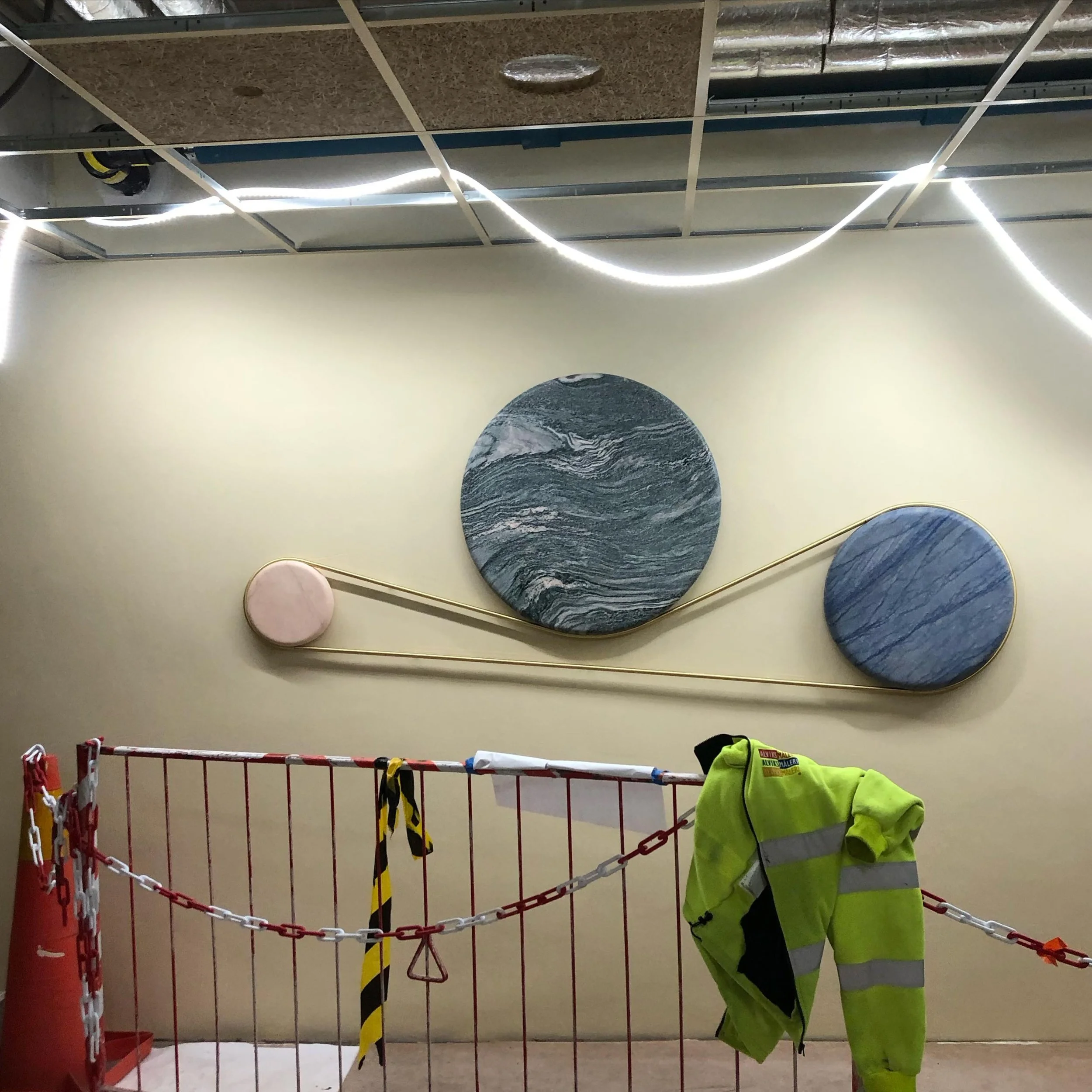 The relief, part of the work The Big Game is finished and installed. The ceiling, floor and lights of the corridor are not yet, but soon. A beautiful sports 
center is soon a reality.

The upcoming Ulvsunda Idr&aelig;tscentrum, in Bromma Stockholm is