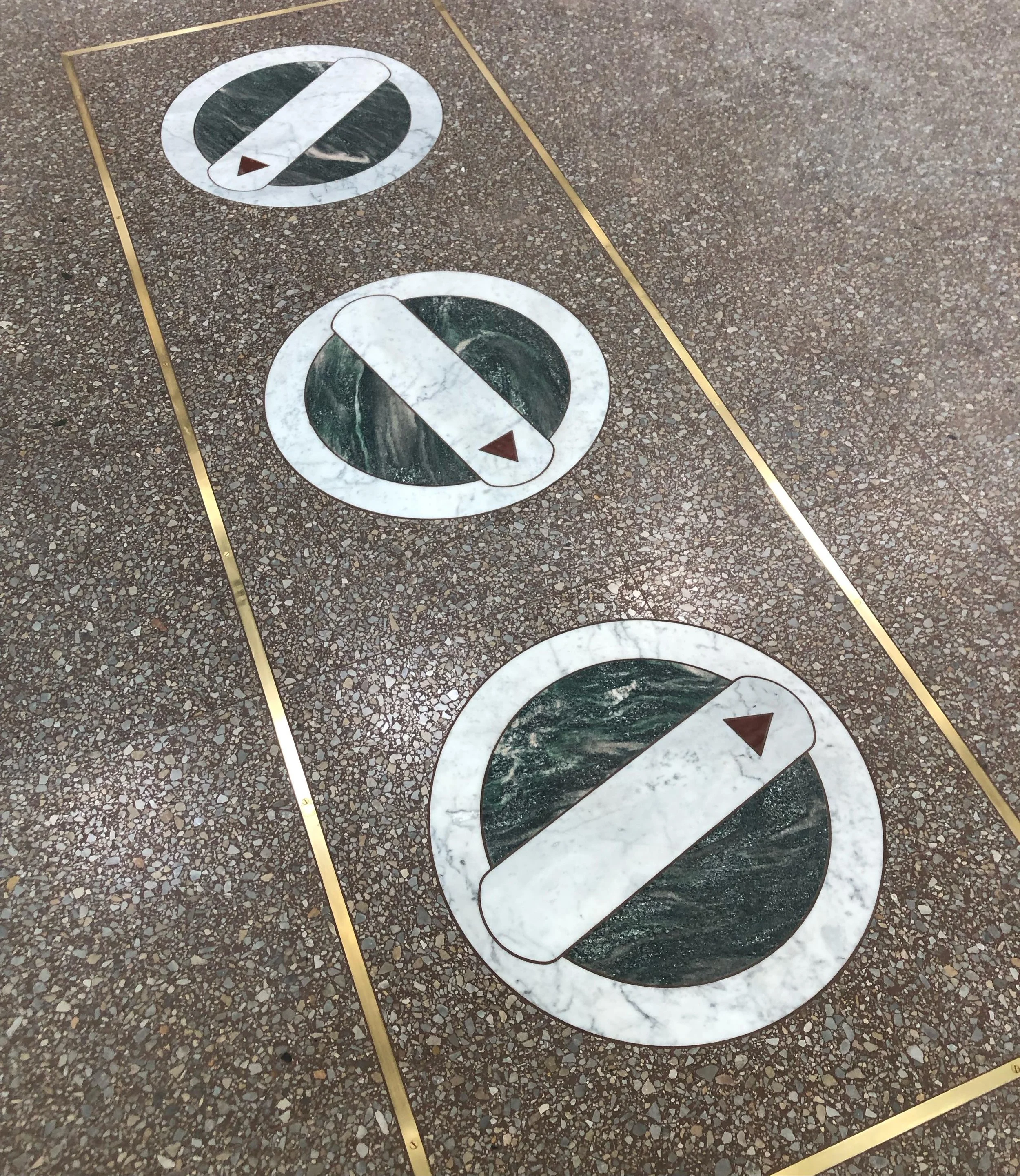 Today was handover procedure of the entire artwork The Big Game. Also this part, again an intarsia, laid in the floor of the entrance hall in the upcoming Ulvsunda Idr&ouml;ttscenter, Bromma, Stockholm.

This part is inspired by buttons and objects t