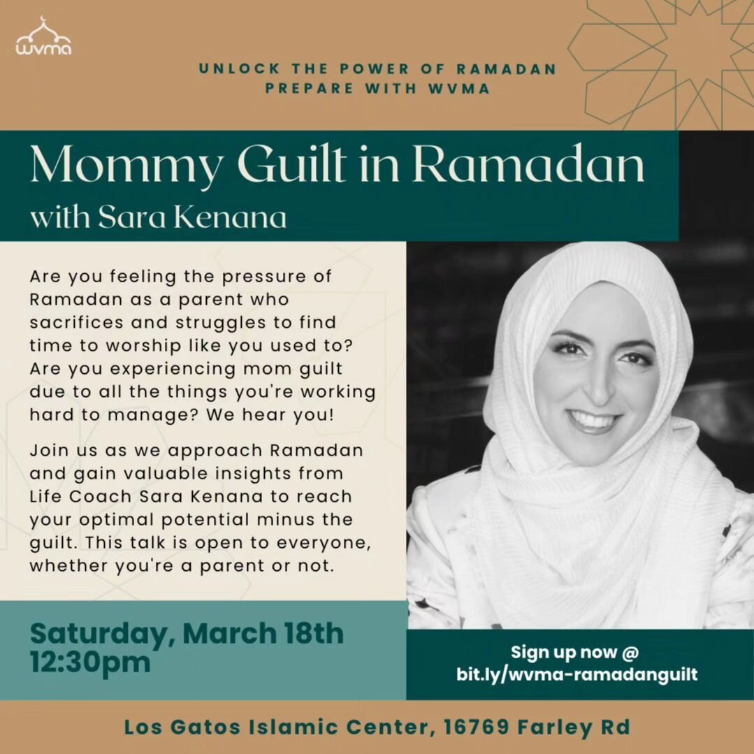 So honored to do this in-person talk in one of my favourite masjids that truly feels like home! 
I will be talking about &quot;Ramadan and Mommy Guilt&quot;
Obviously this talk is open for the whole family but I really wanted to emphasize how us moms