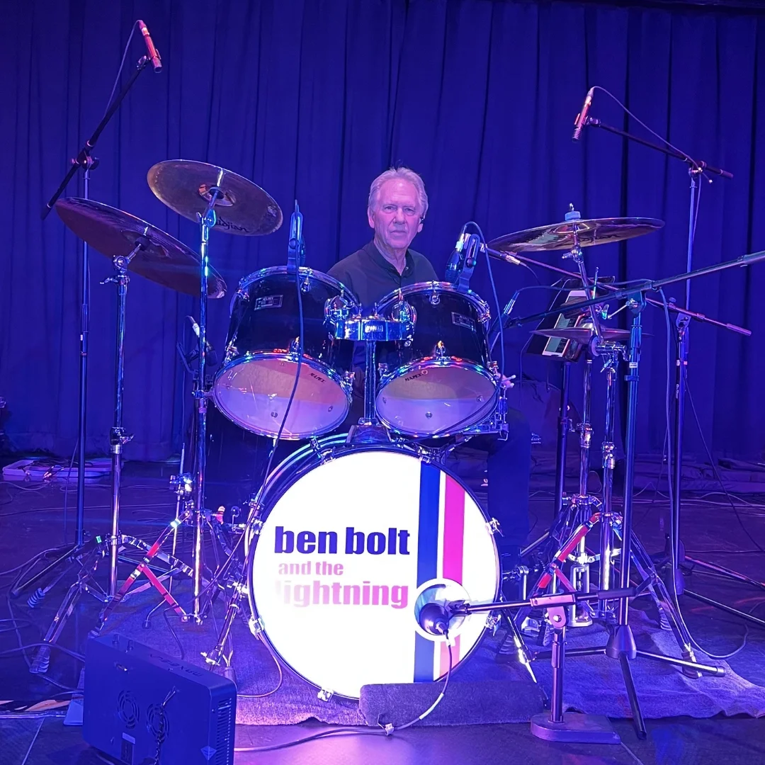 Tom Stutz playing drums with Ben Bolt and the Lightning