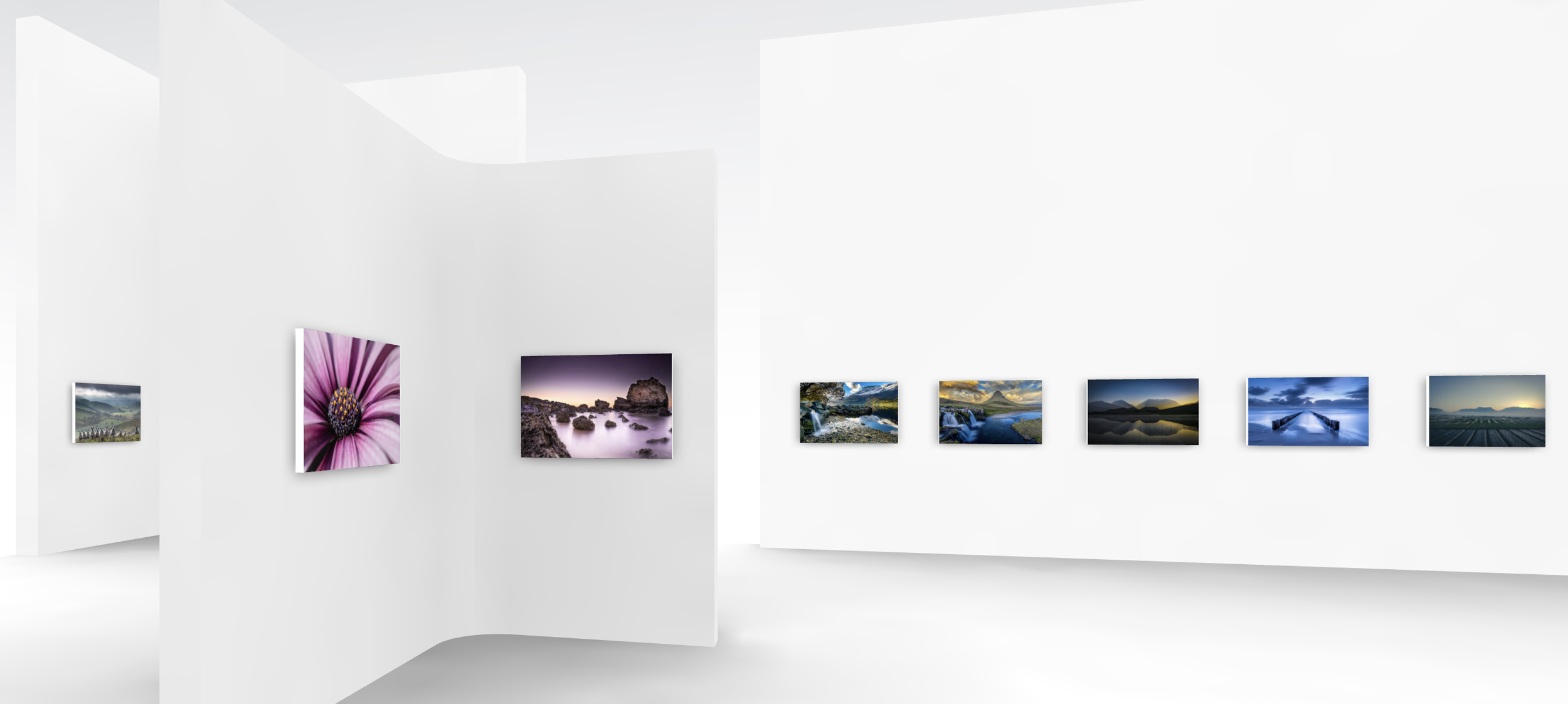 Sunset over the Rocks in a Virtual Gallery