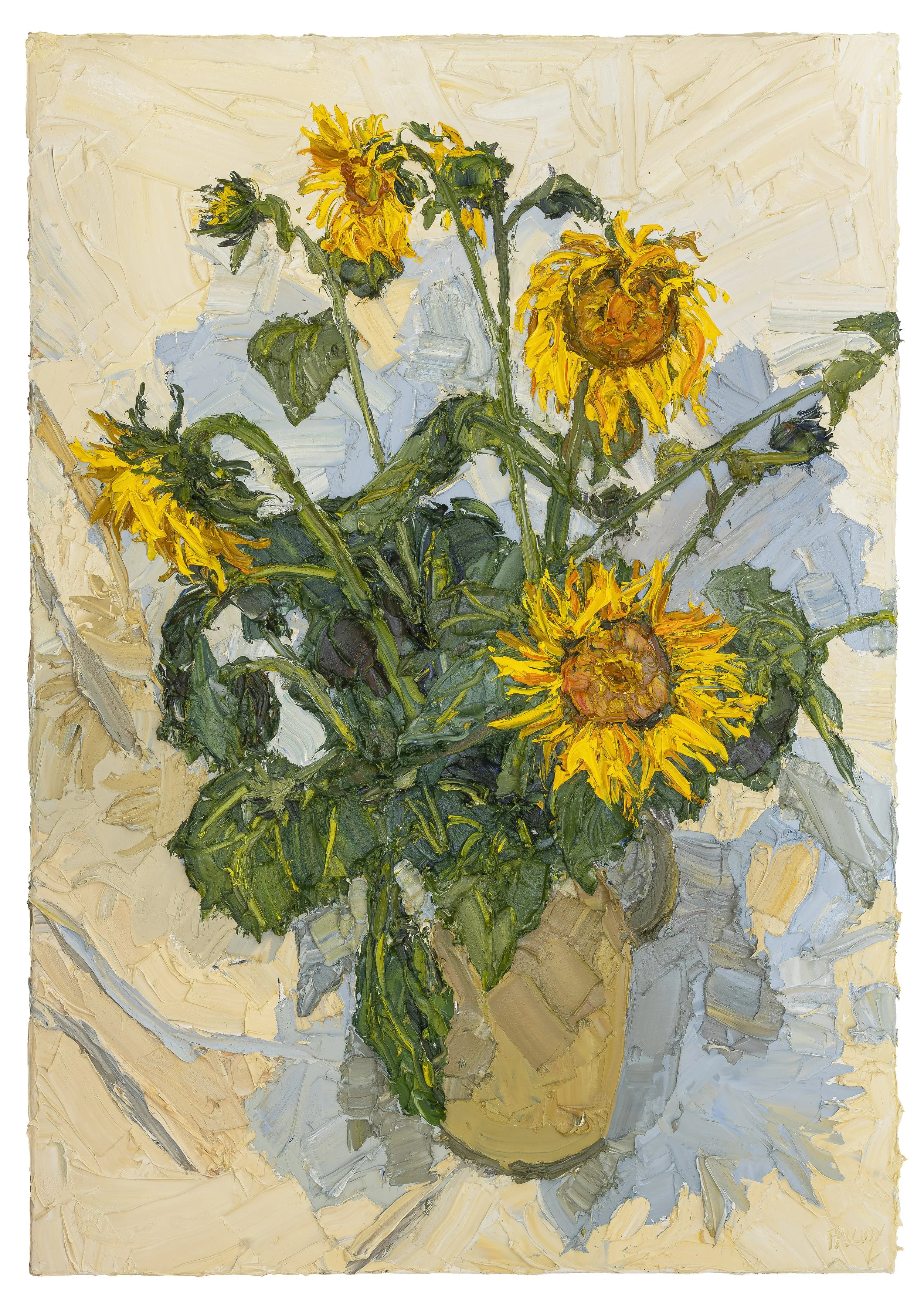 Sunflowers with blue shadows