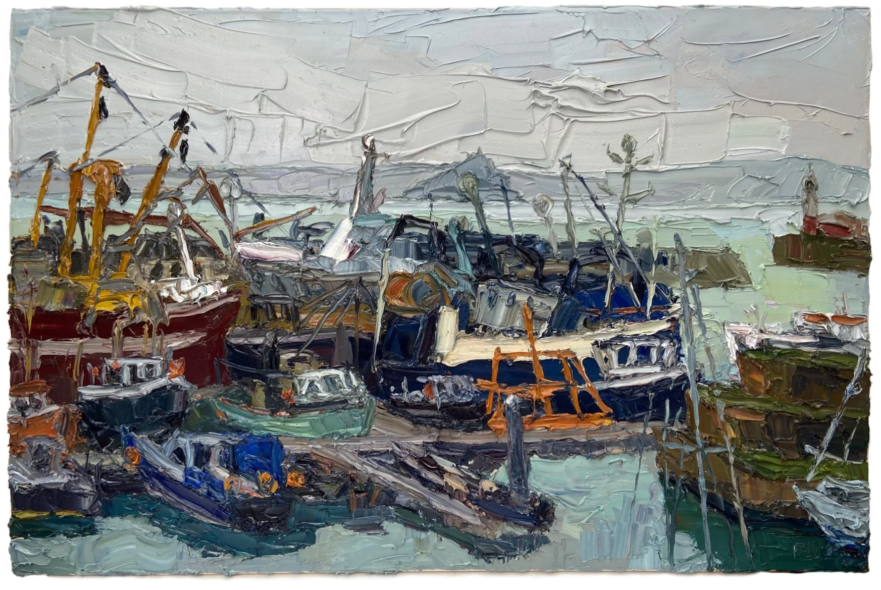 Boats in harbour before the storm, Newlyn