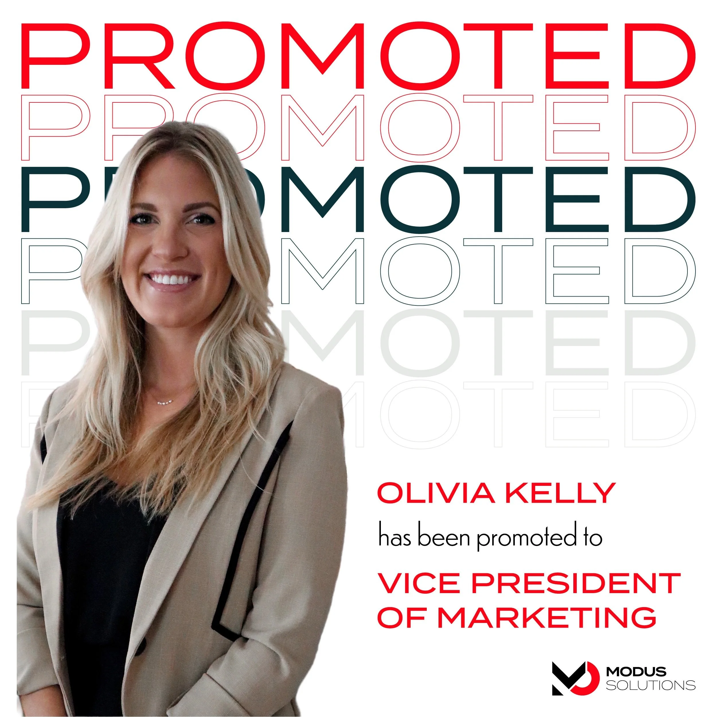 Please join us in congratulating Olivia Kelly on her promotion to Vice President of Marketing.

Olivia has been with us since the early days of Modus, building our brand virtually from scratch to what it is today. Beyond design, she directs Modus&rsq