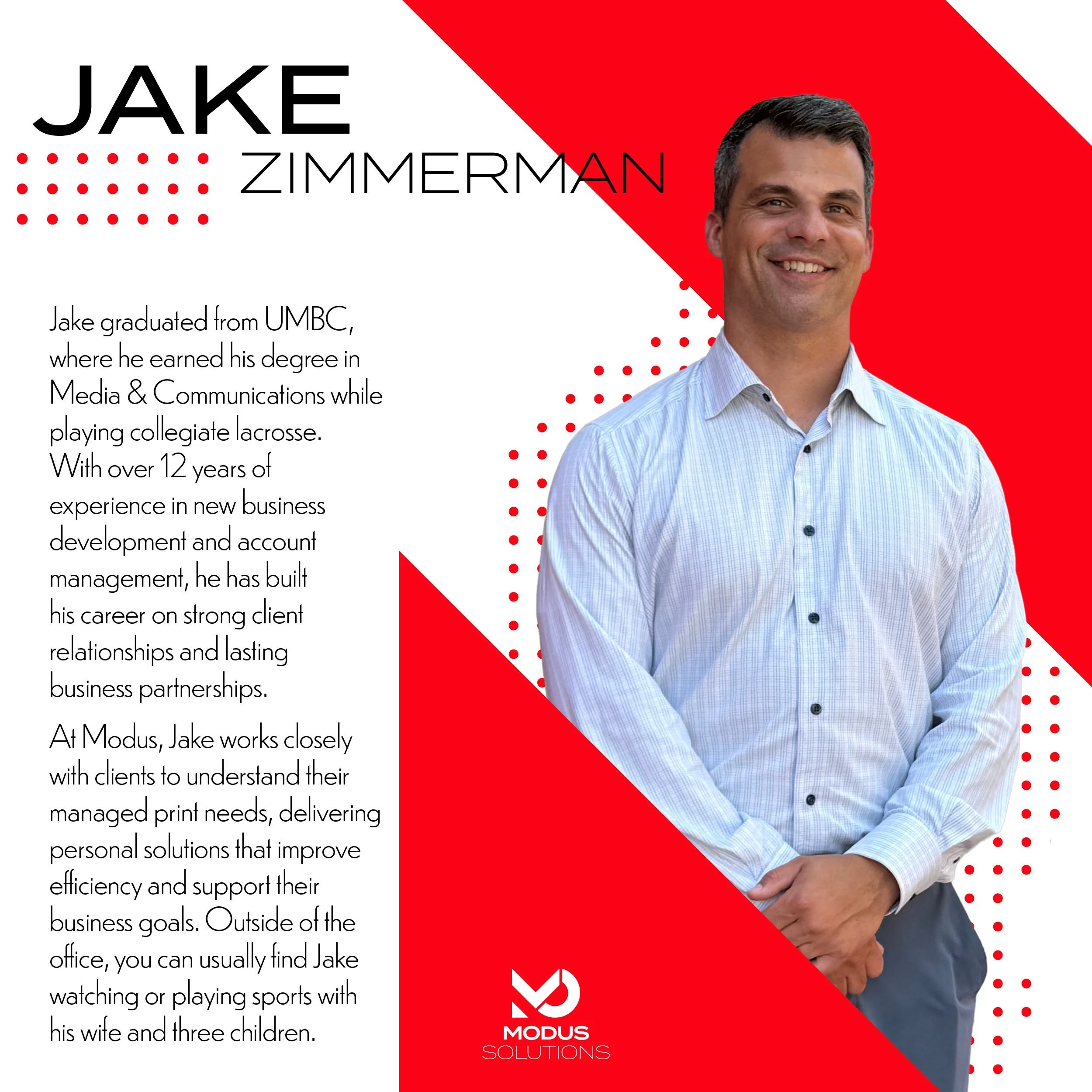 Joining Modus Solutions as Director of Business Development, @jakezim10 brings incredible experience, knowledge, and energy to our Sales team. From our earliest conversations, we knew Jake would be a great fit and we can&rsquo;t wait to see his contr