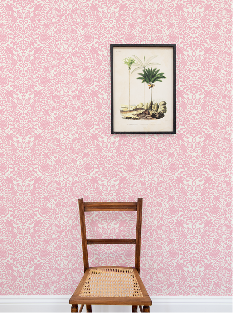 London Birds pink wallpaper — Charlotte Gaisford