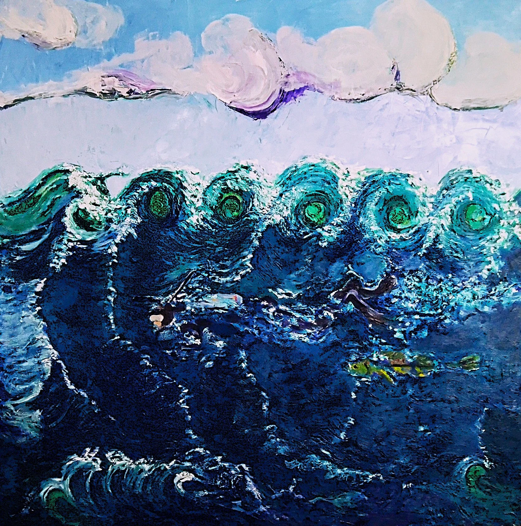 " scuba " 36 x 36, oil on canvas, 2026