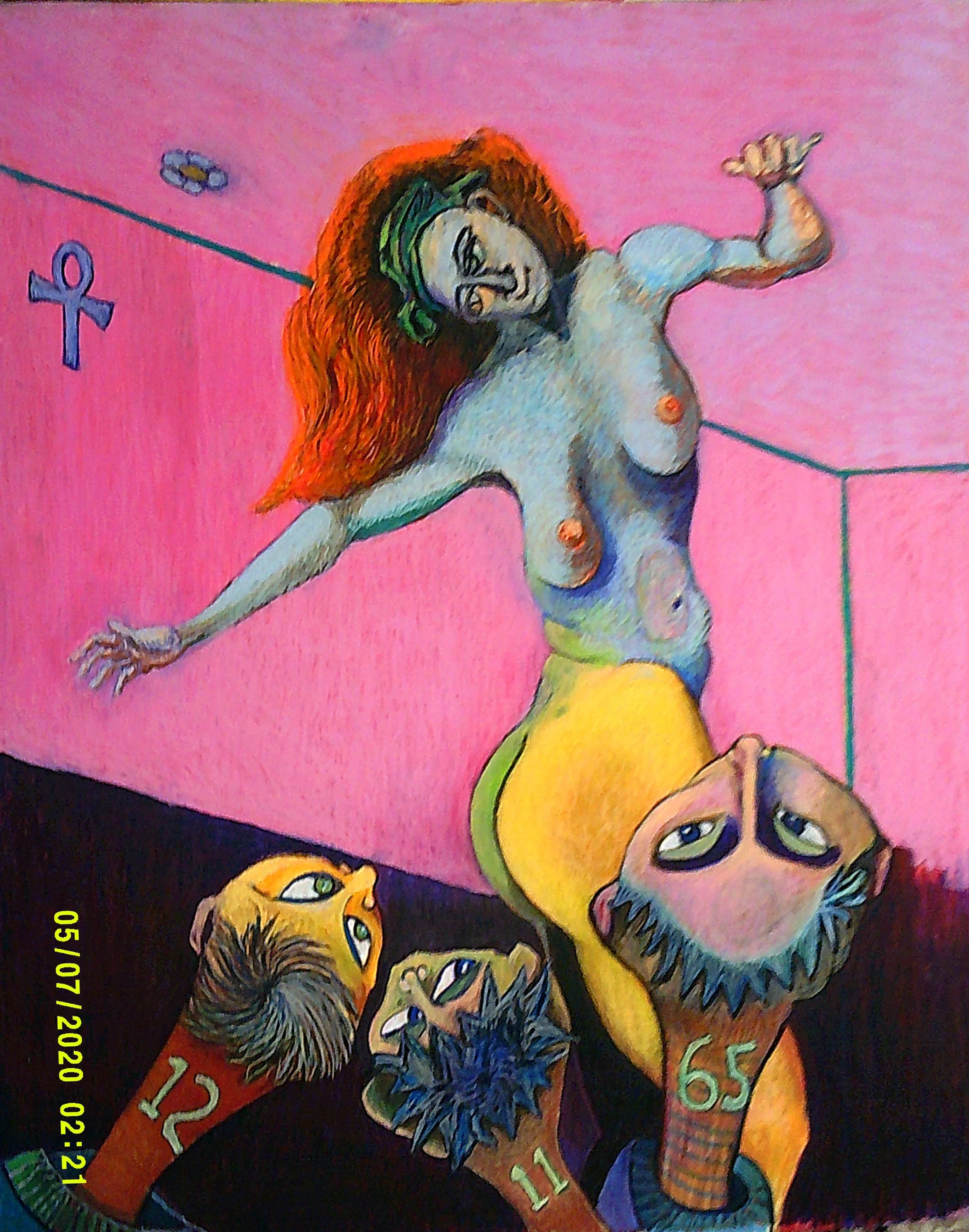 " hoochi coochi "  32 x 40 , oil pastel,  2026