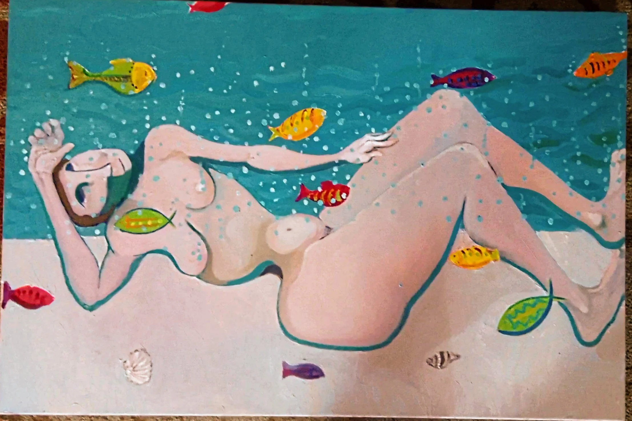 " sleeping with the fishes ", oil on canvas, 24 x 36 , 2026 , one of three