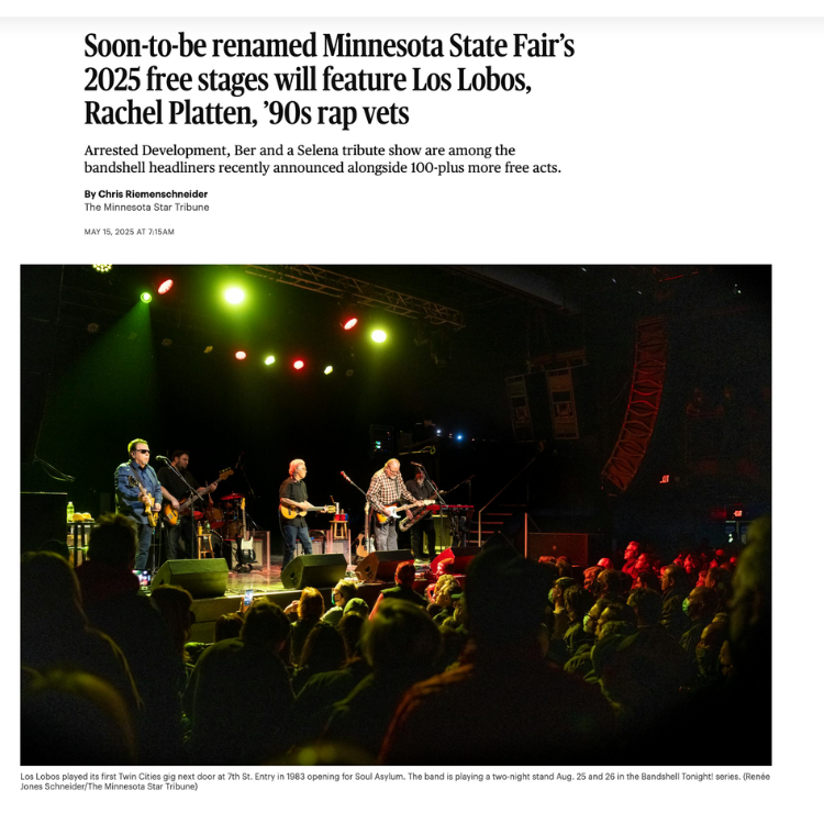 Cover of Music Section of Minnesota Tribune featuring Los Lobos