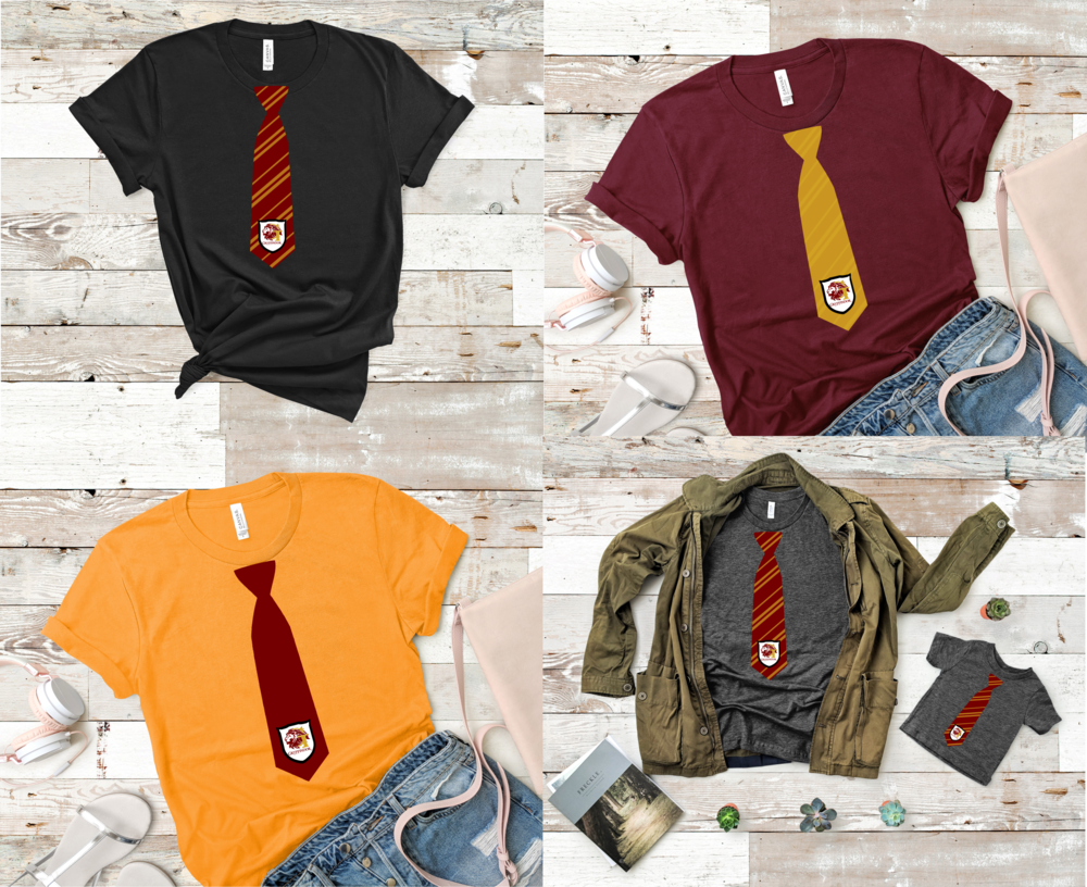 Harry Potter Hogwarts House Ties with Shield SVG — KnotGrowingUp Designs