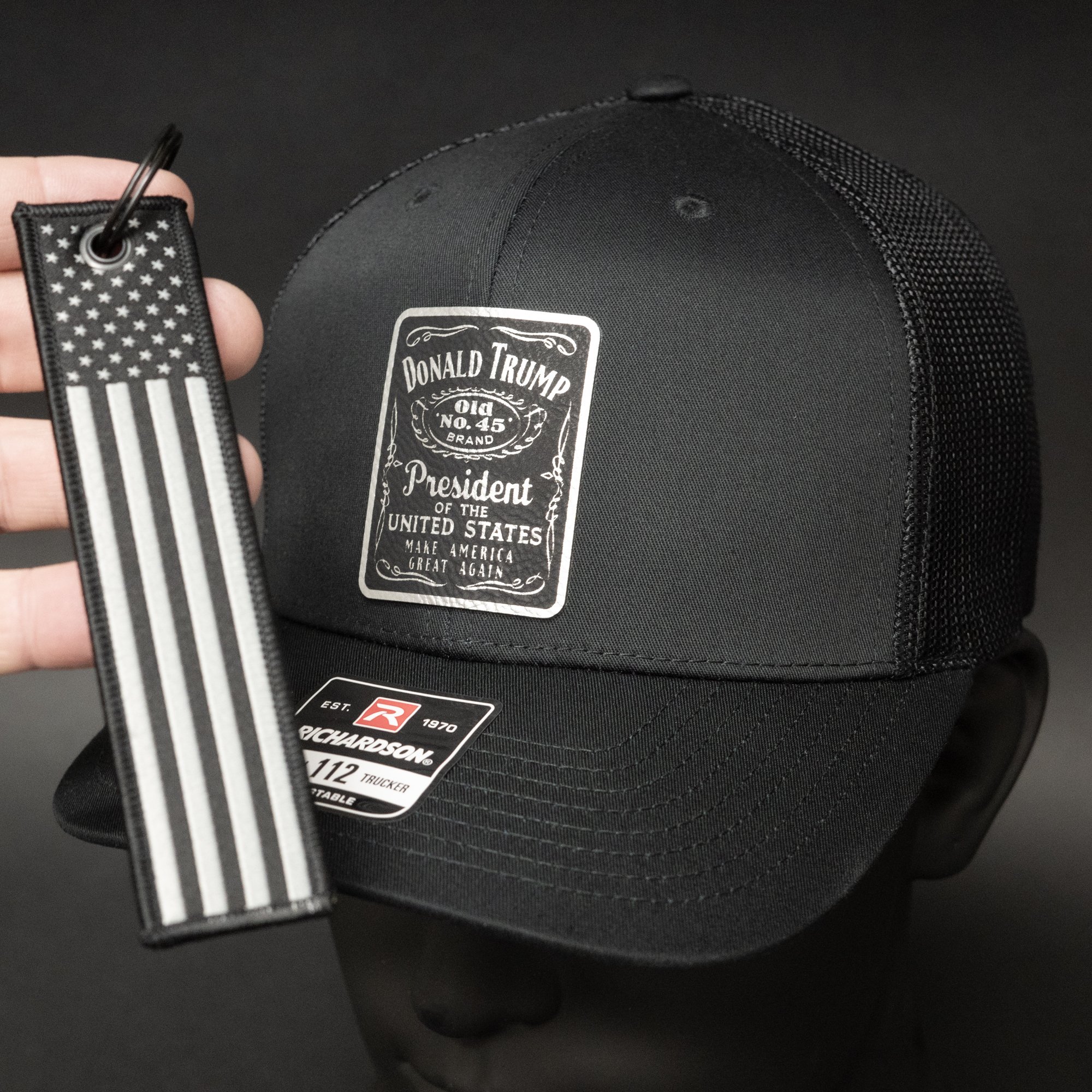 Trump-45-Trucker-Hat-with-American-Flag-Key-Tag.jpg