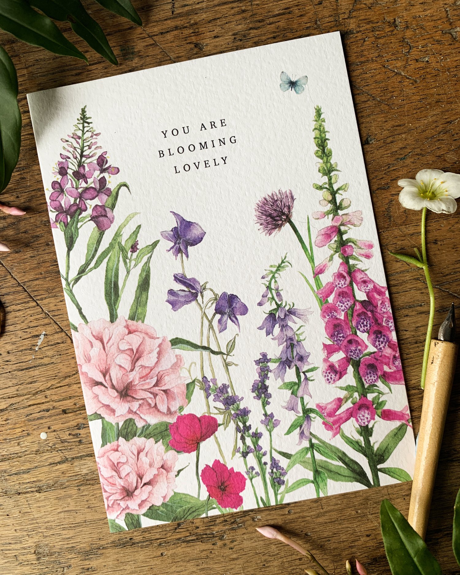 You Are Blooming Lovely Floral Watercolour Greetings Card — Georgiou Draws