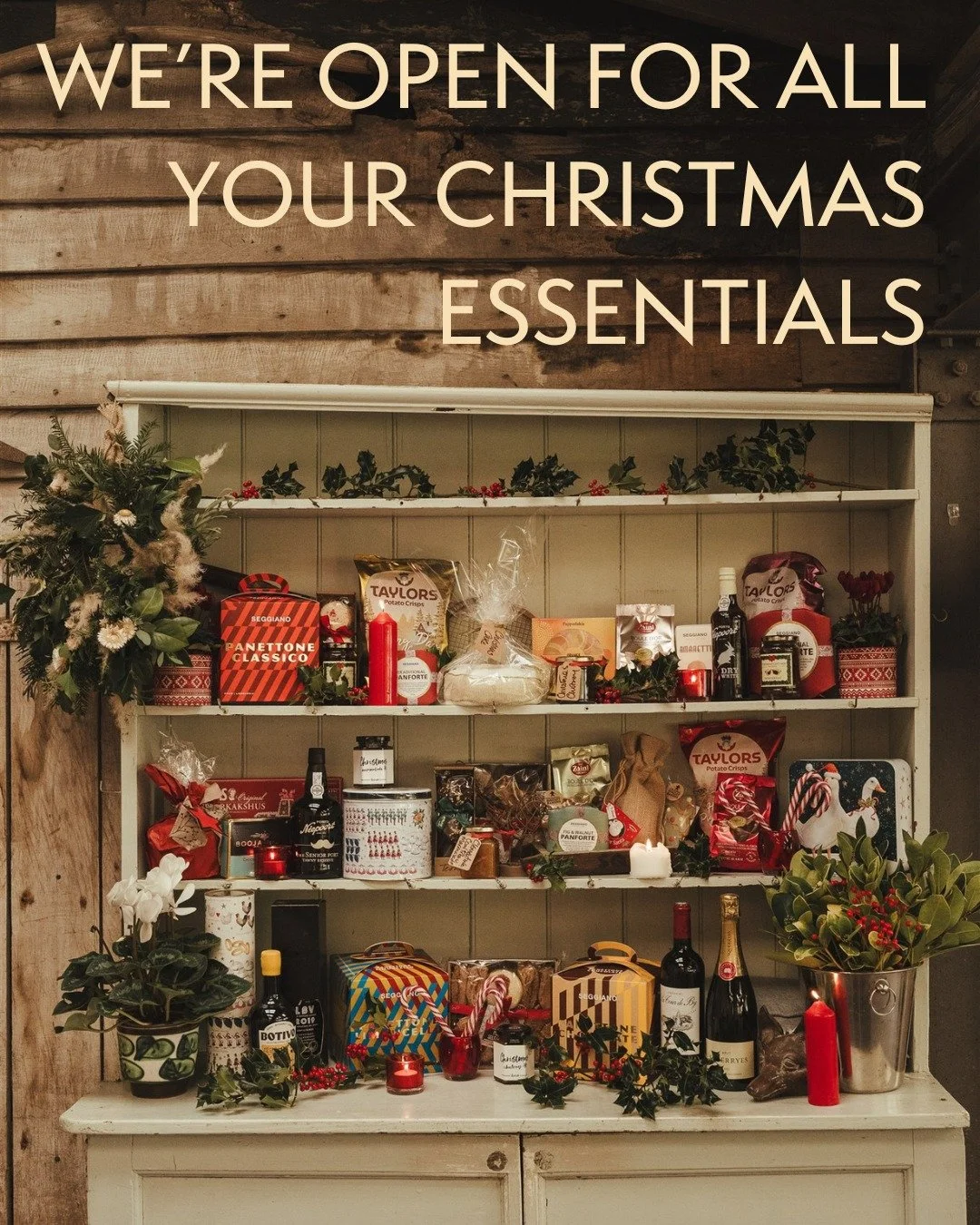 The Farm Shop is open as usual up until 2pm on Christmas Eve.

We're fully stocked with al your Christmas essentials and special treats.

We hope to see you here soon and would love to wish you a Merry Christmas.