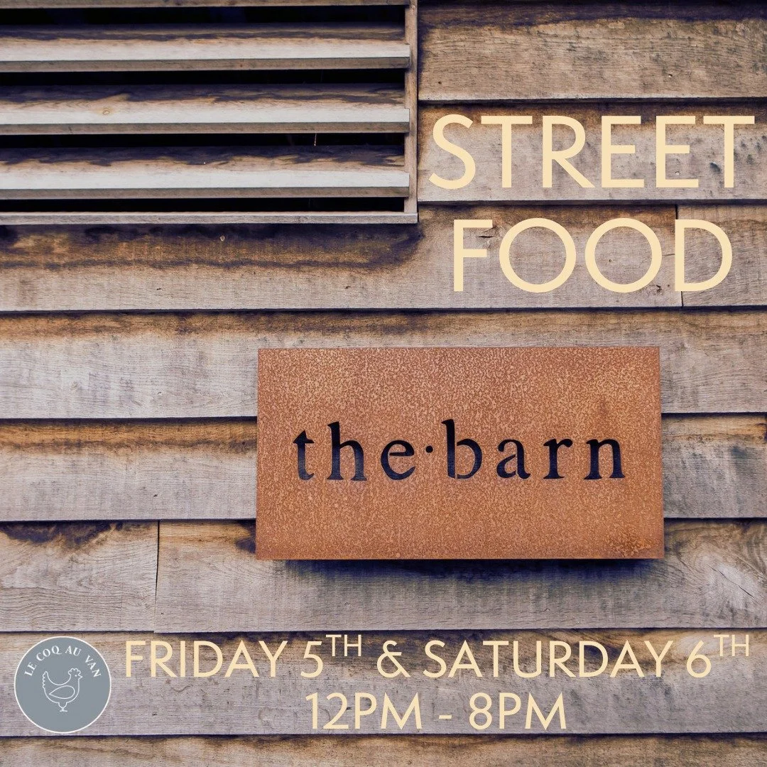 Join us in the barn this weekend for some delicious street food from @le.coq.au.van 

Serving from 12pm until 8pm, with the bar open too, so you can enjoy a @lakedownbrewingco, or maybe a Hugo Spritz made with @eldersliqueur 

We'll see you in the ba