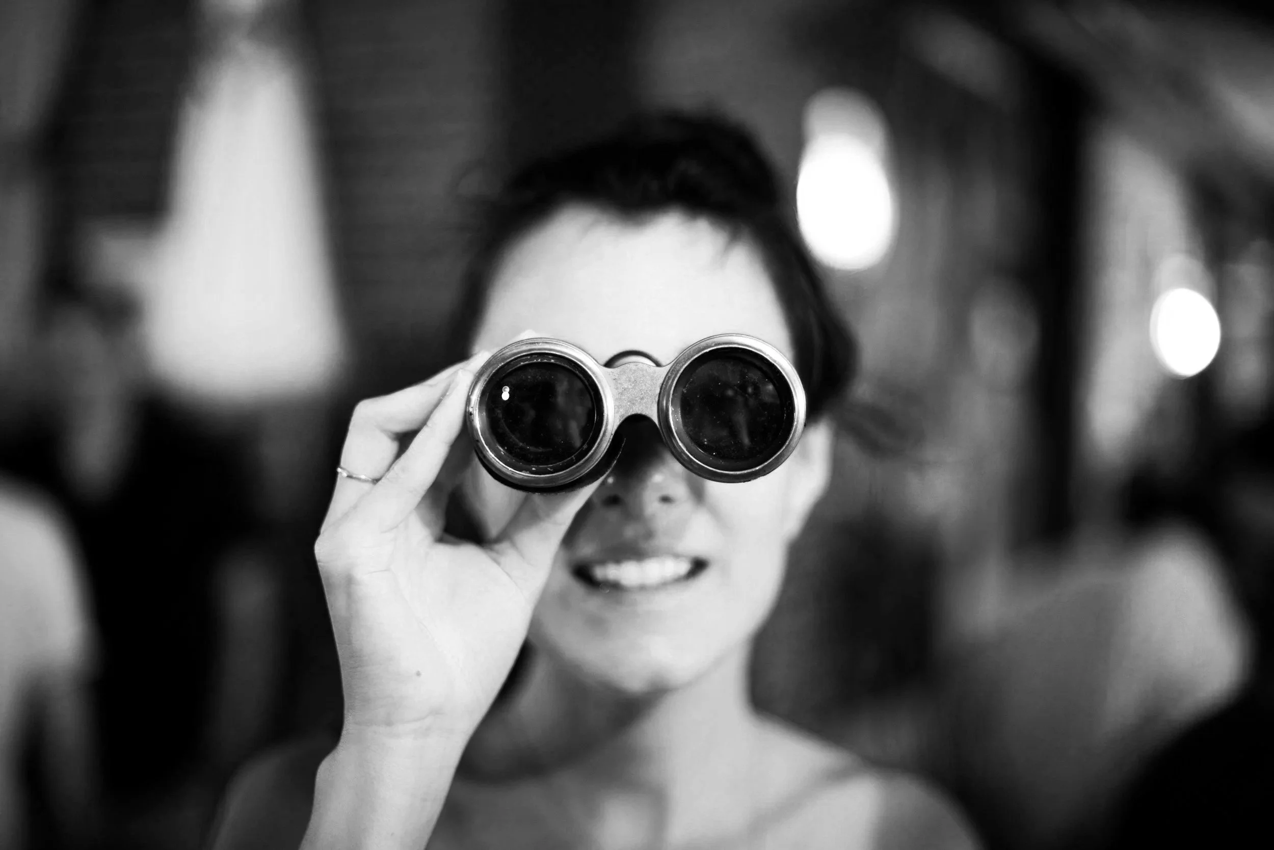 a woman with binoculars