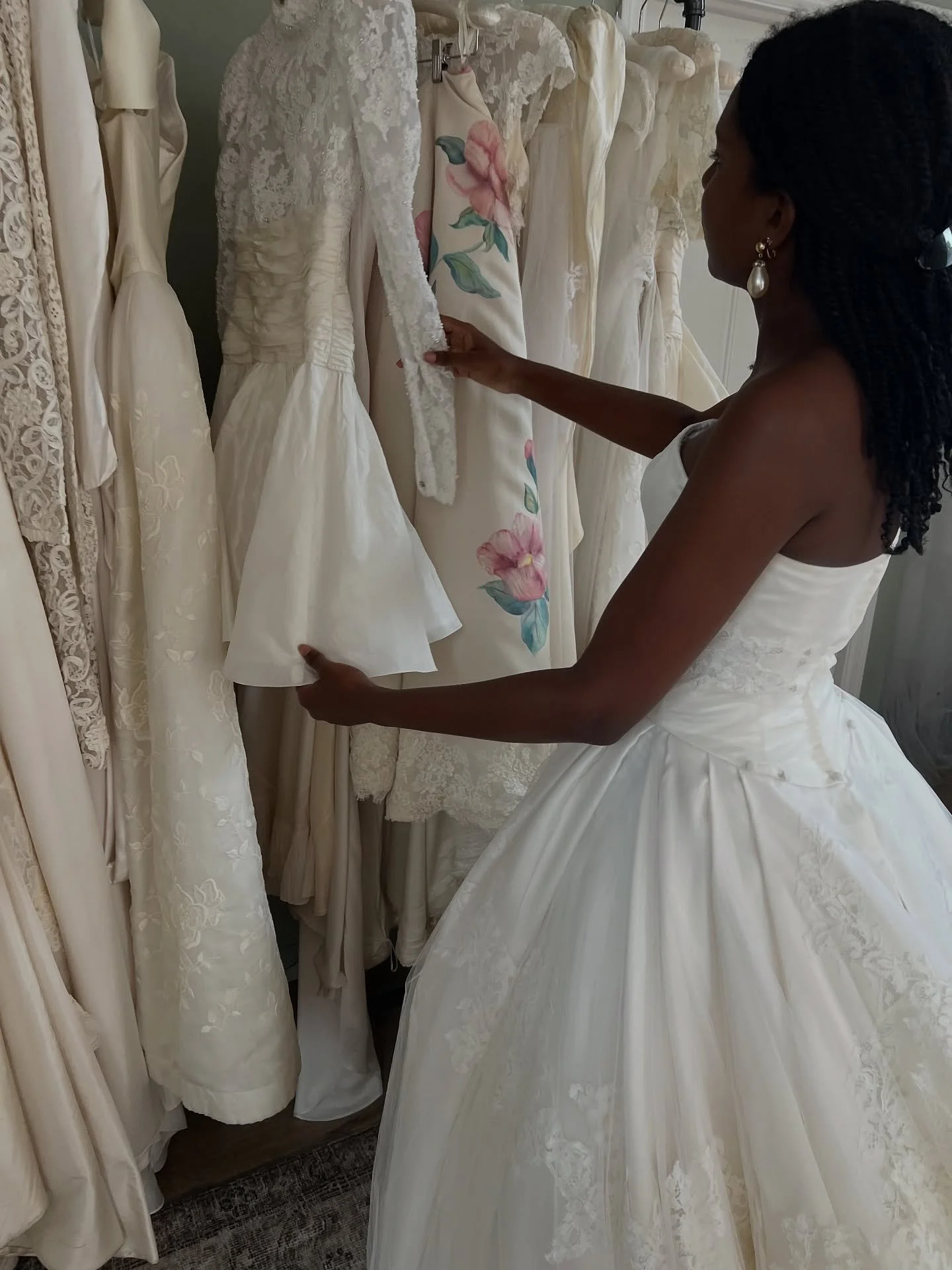 Dreaming up the details. ✨This vintage find is about to become a one-of-a-kind original.

#VintageToModern #vintageweddingdress #maybellebride